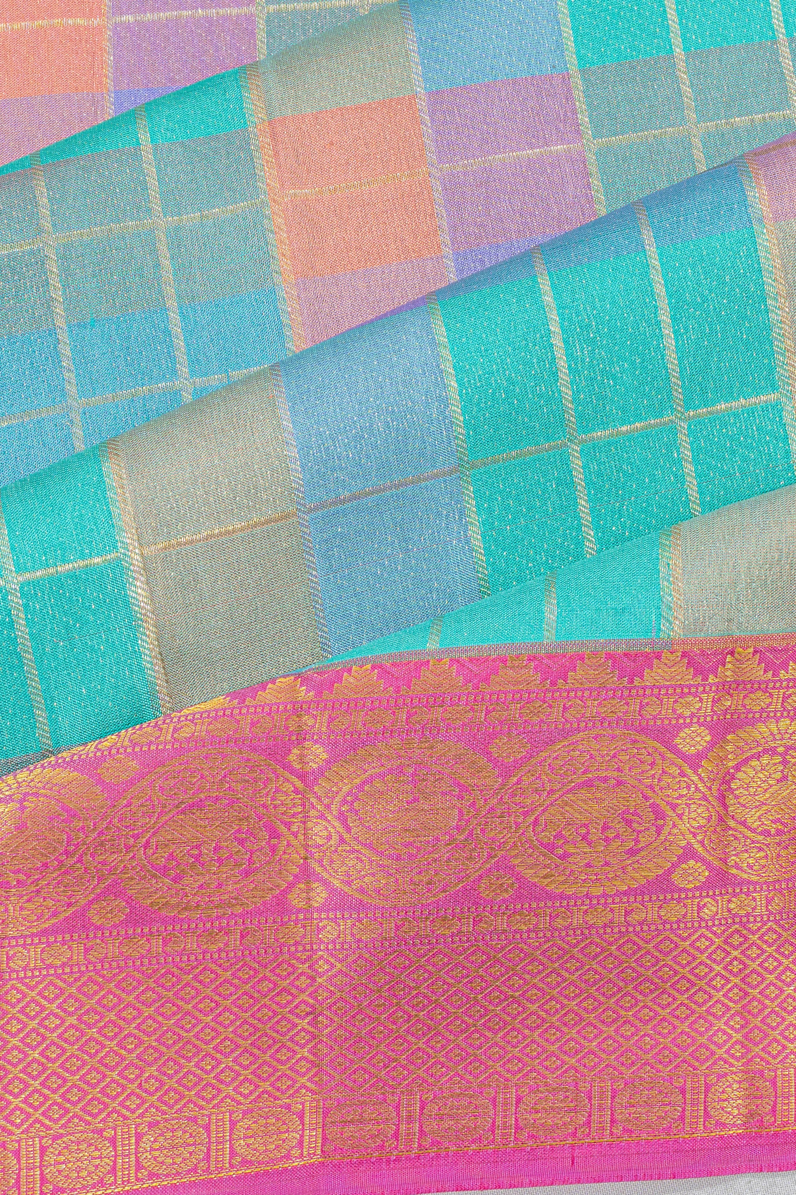 Taranga Kanchi Silk Checks Multicolour Saree