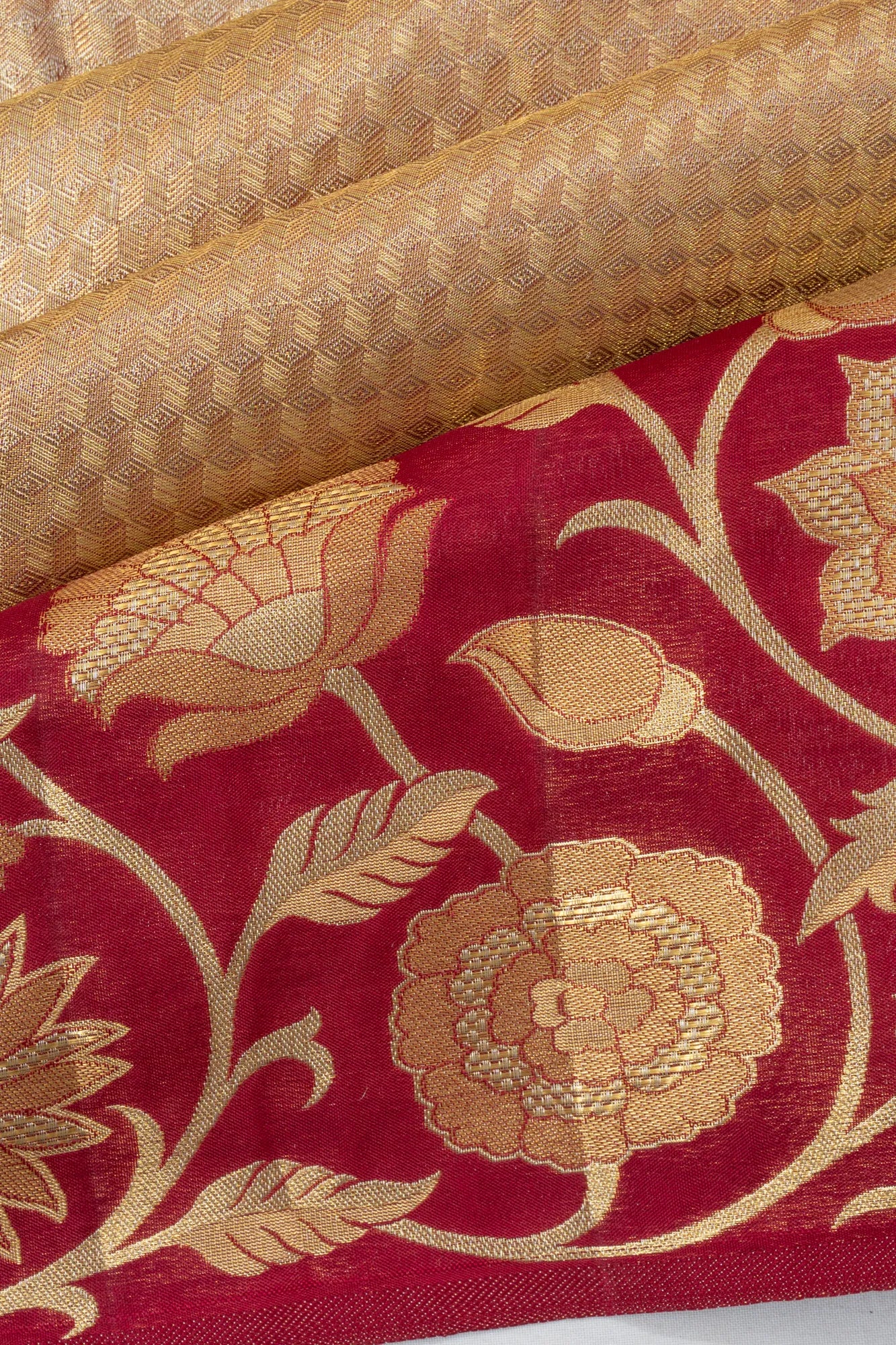Kanchipuram Silk Tissue Brocade Gold Saree
