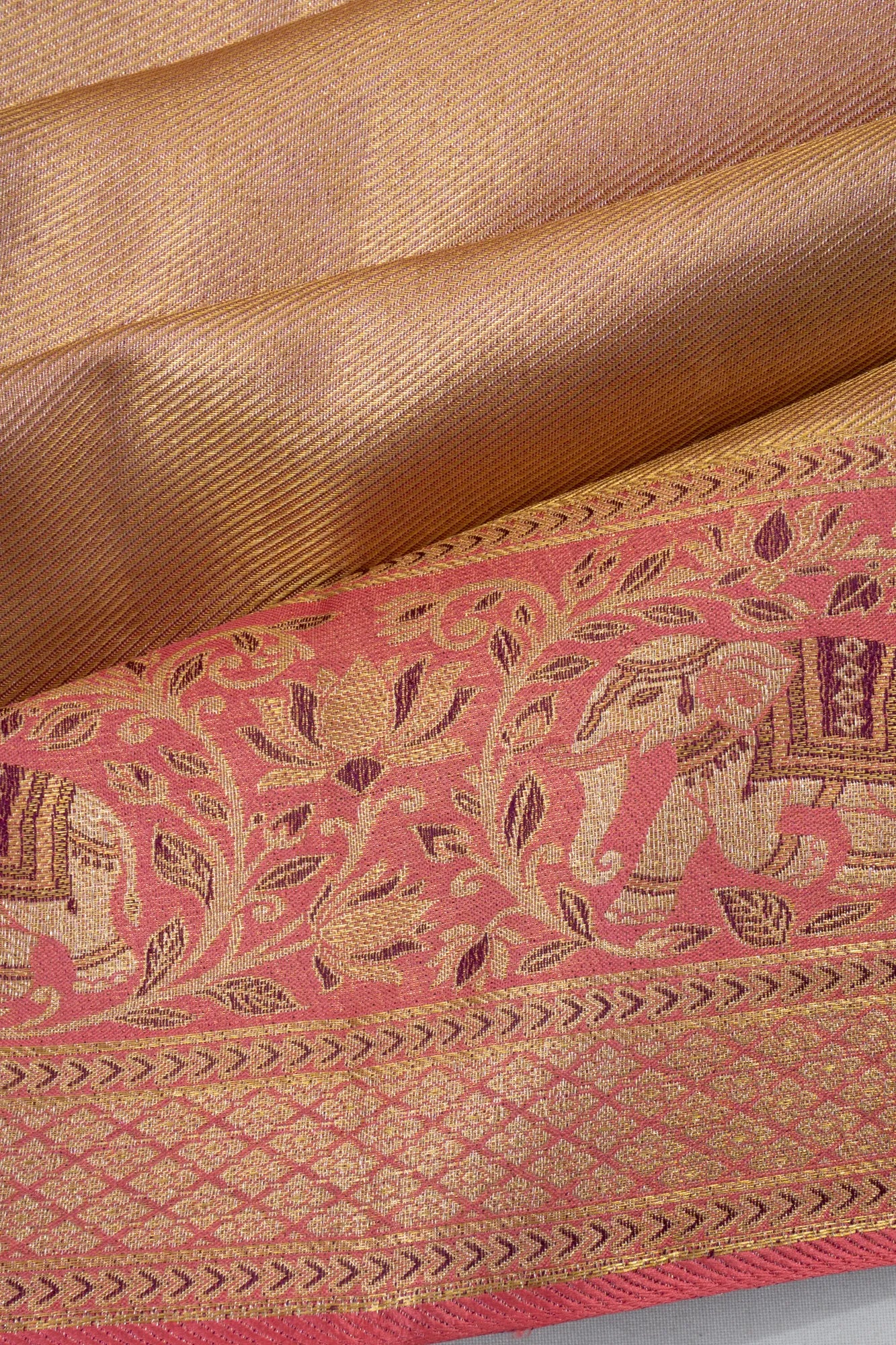 Kanchipuram Silk Tissue Brocade Gold Saree