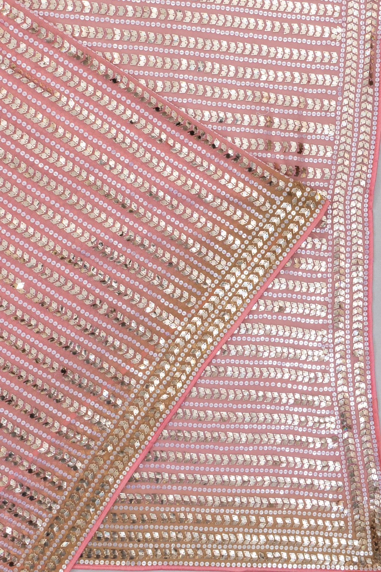 Georgette All Over Sequin Work Baby Pink Saree