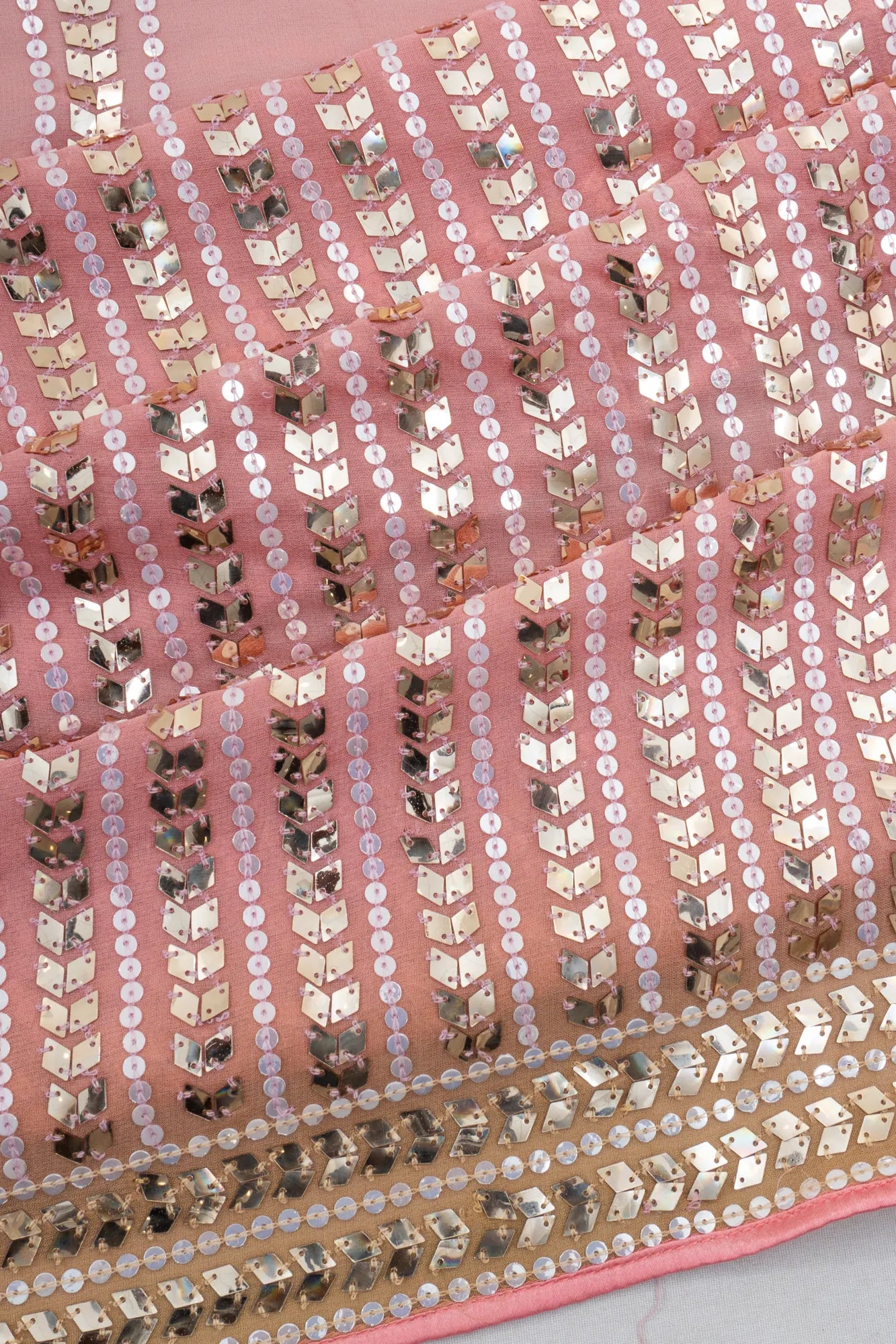 Georgette All Over Sequin Work Baby Pink Saree