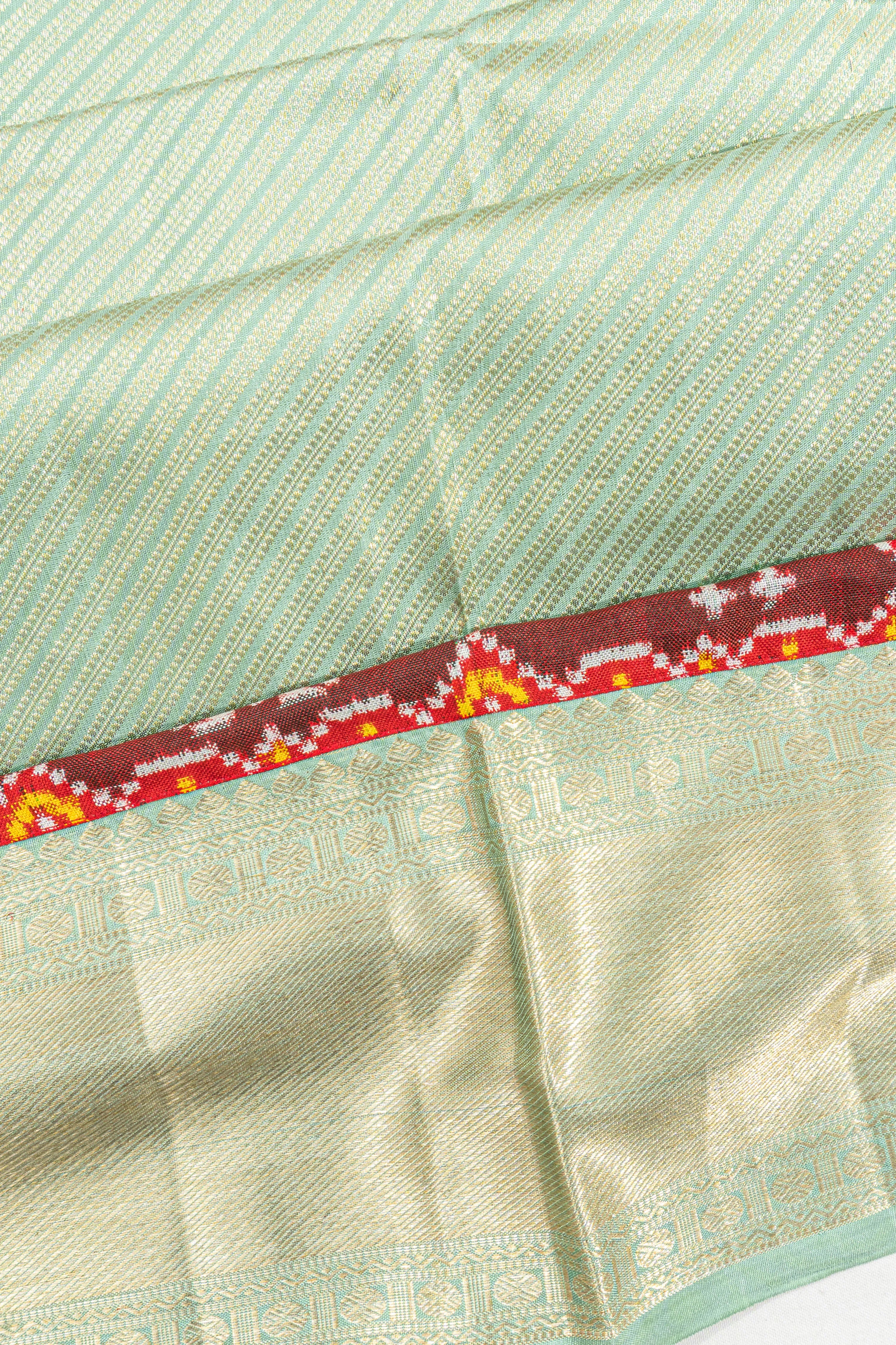 Patan Patola X Kanchipuram Silk Brocade Sea Blue Saree