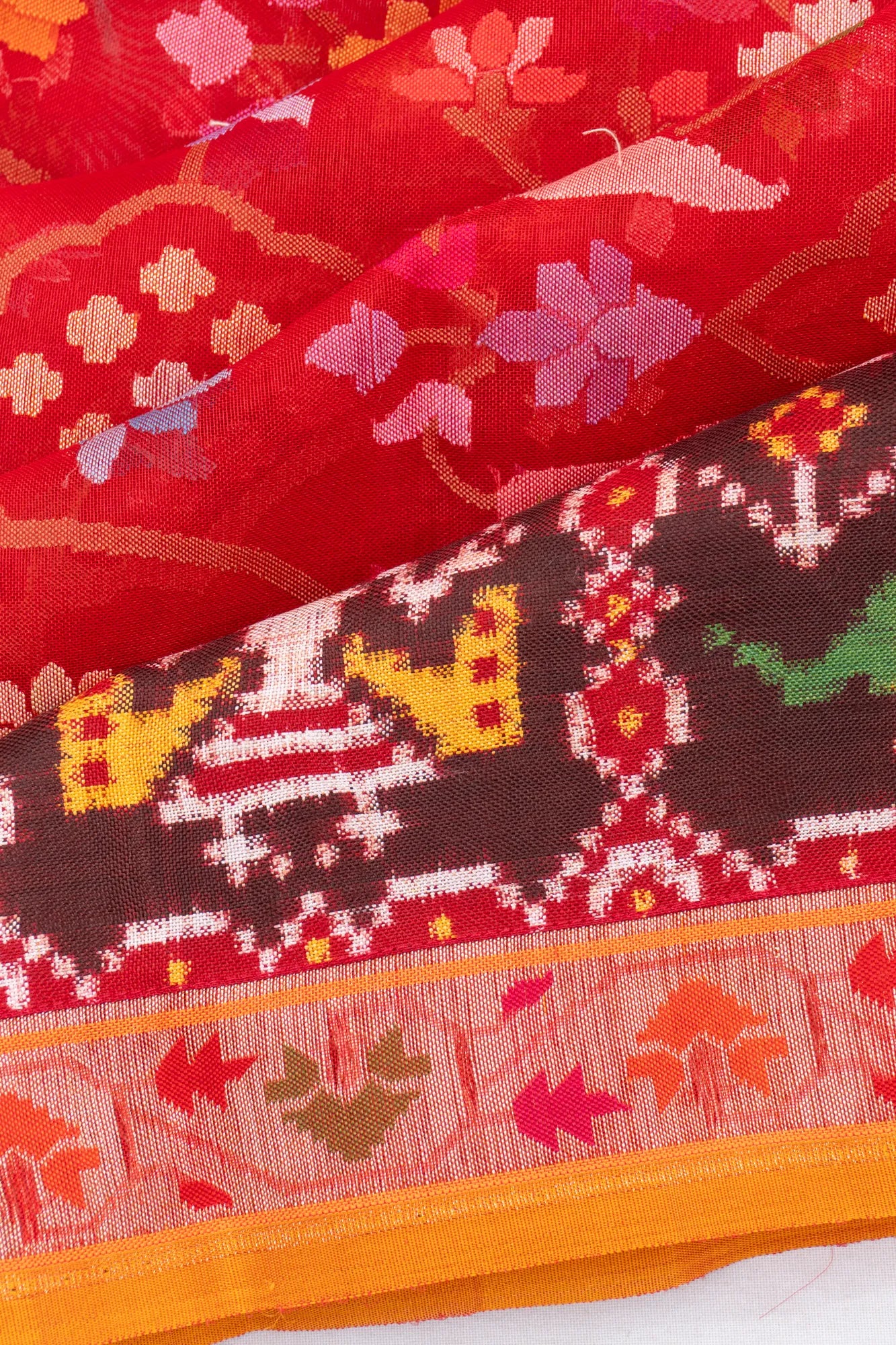 Patan Patola X Banarasi Cotton Jamdani Jaal Raktambari Saree