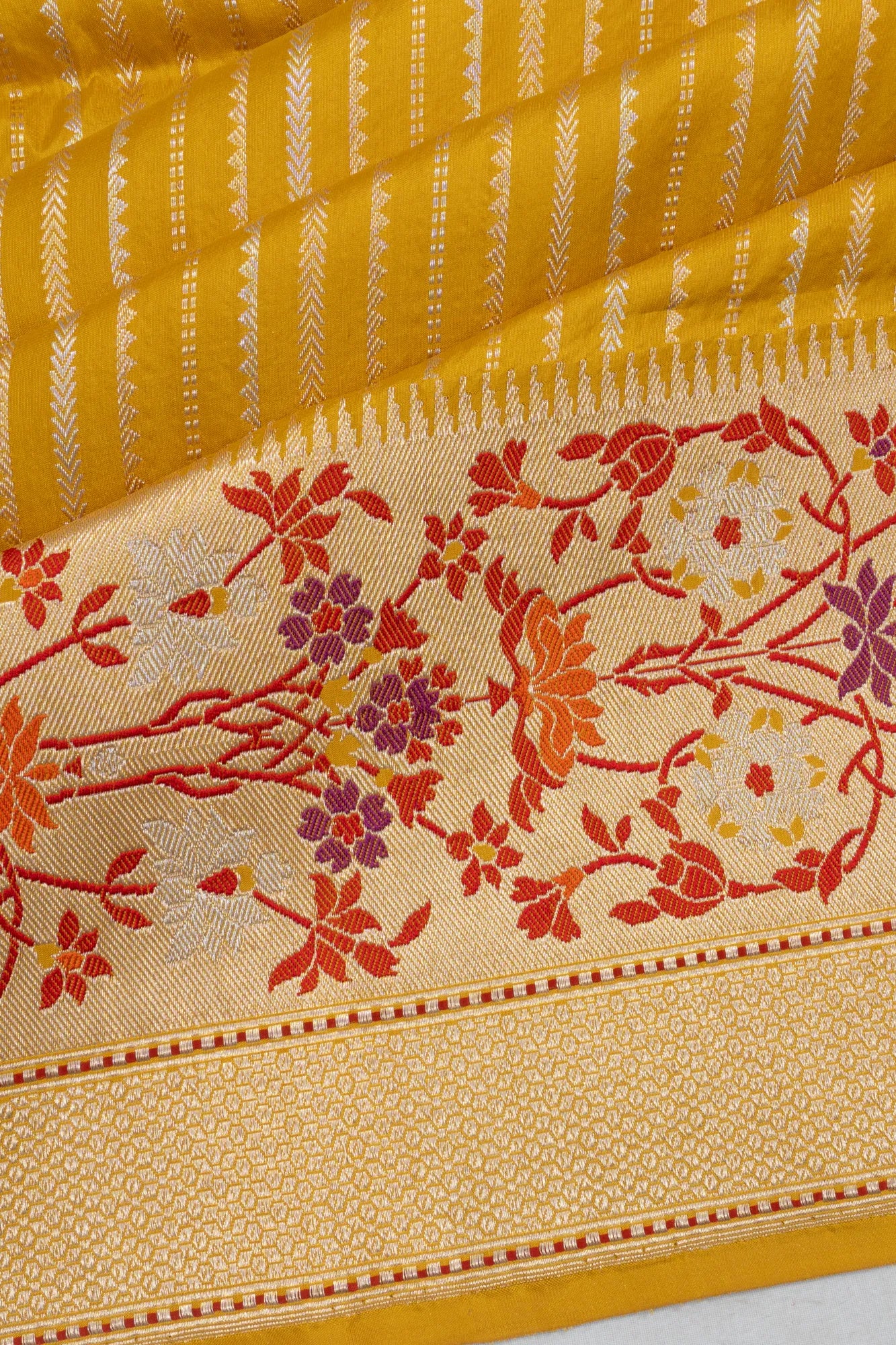 Banarasi Silk Brocade Yellow Saree