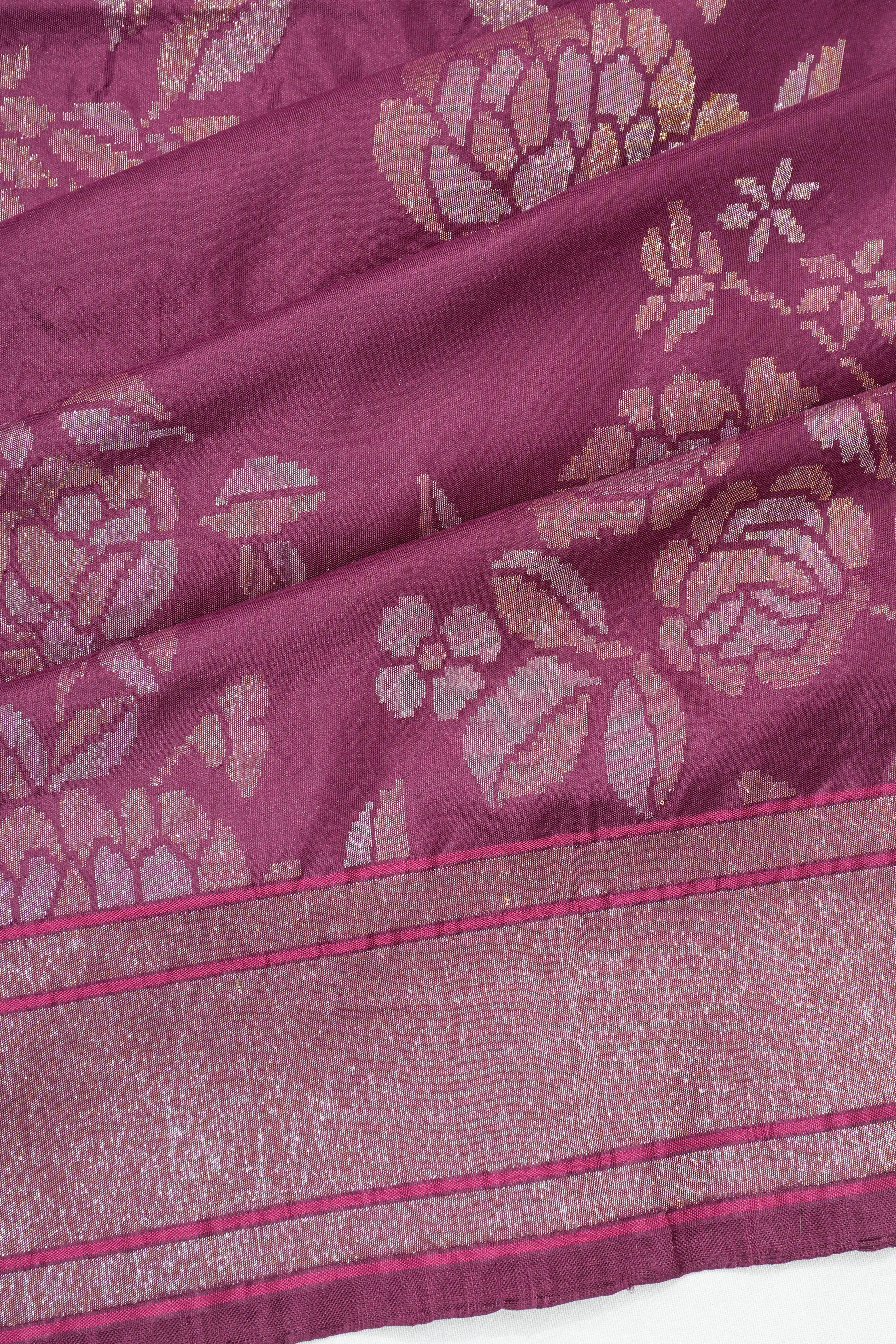 Banarasi Silk Jamdani Jaal Purple Saree
