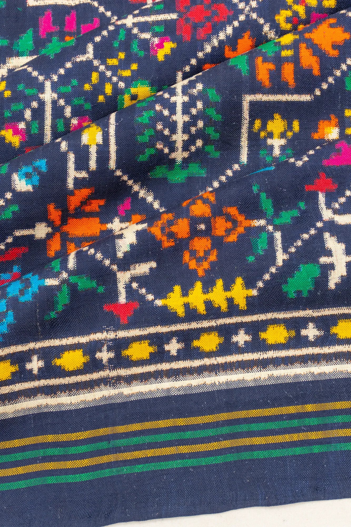 Patan Patola Silk Double Ikat Dark Blue Saree