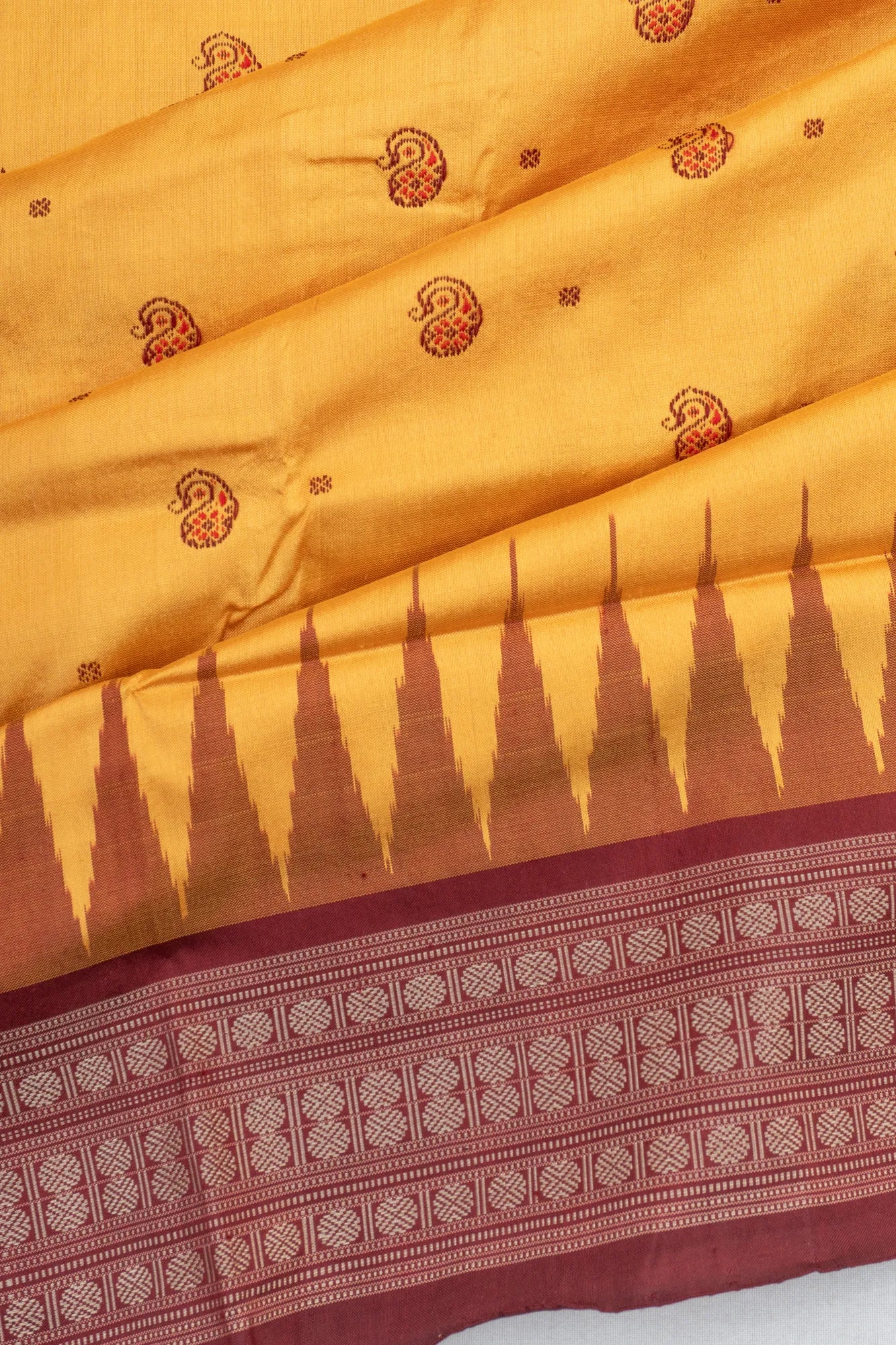 Sambalpuri Silk Ikat Butta Yellow Saree
