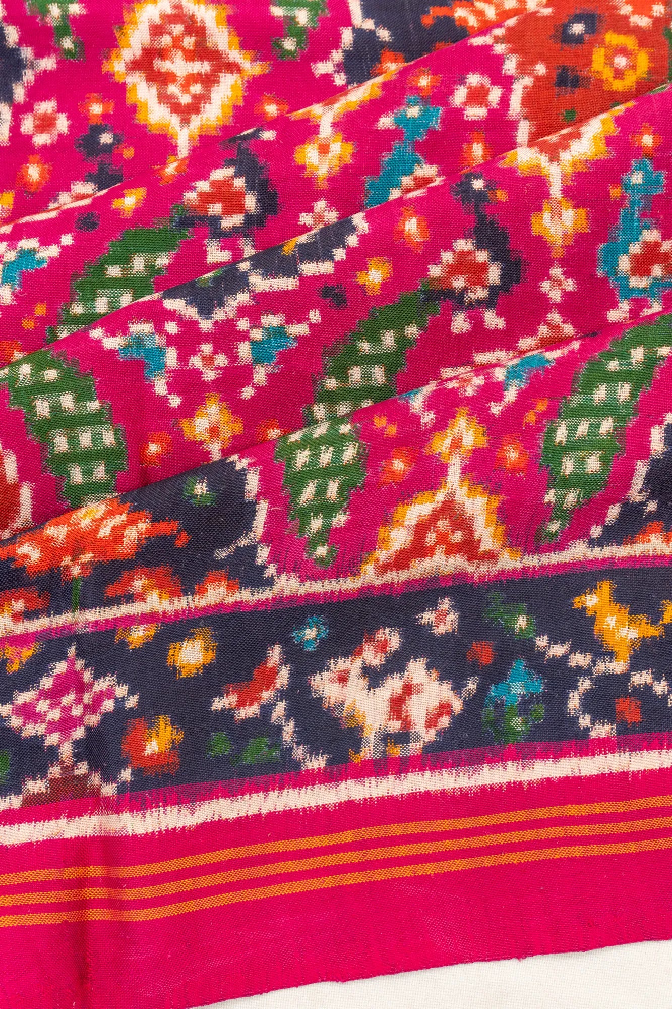 Patan Patola Silk Double Ikat Pink Saree