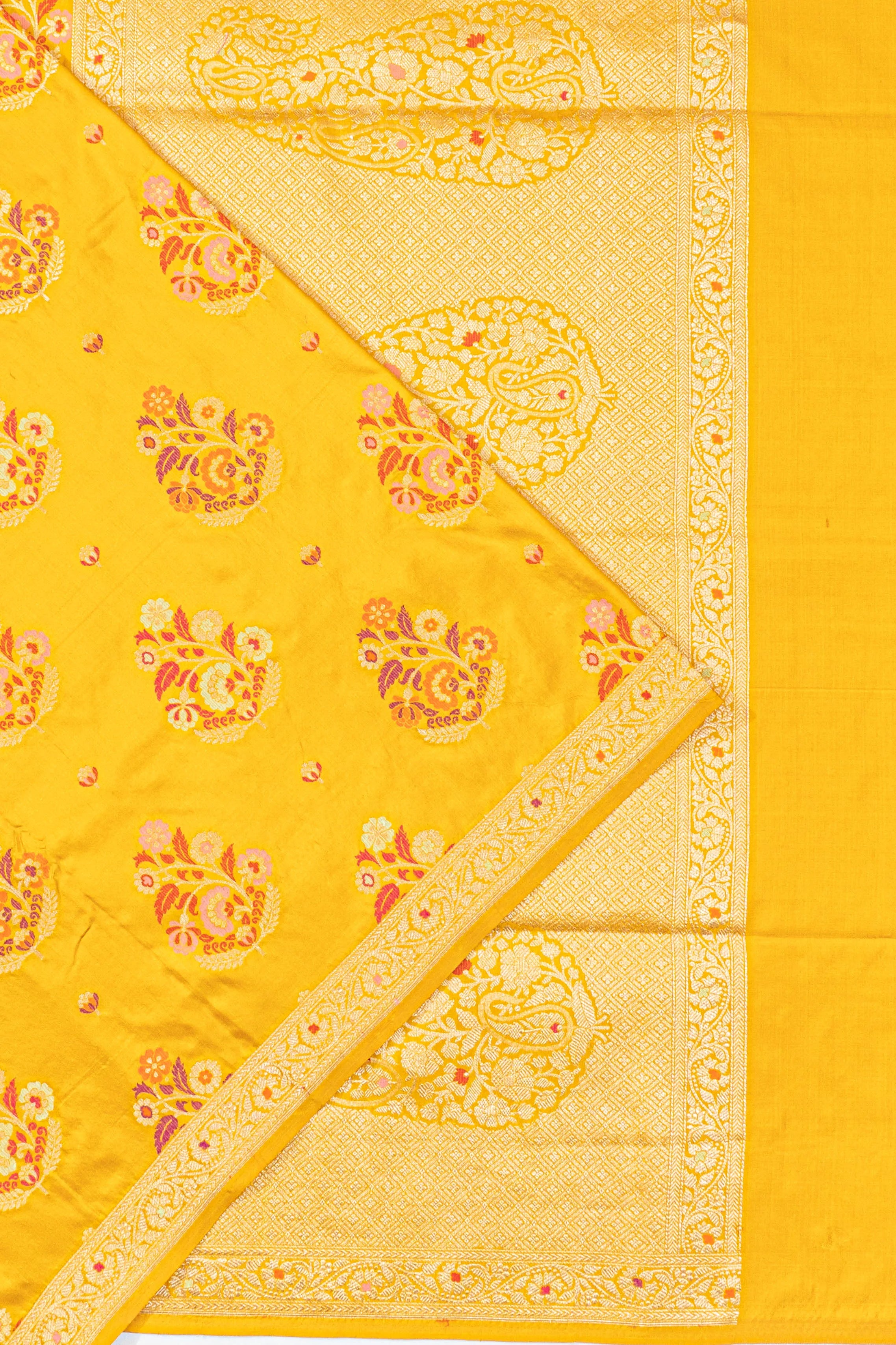 Banarasi Silk Brocade Yellow Saree