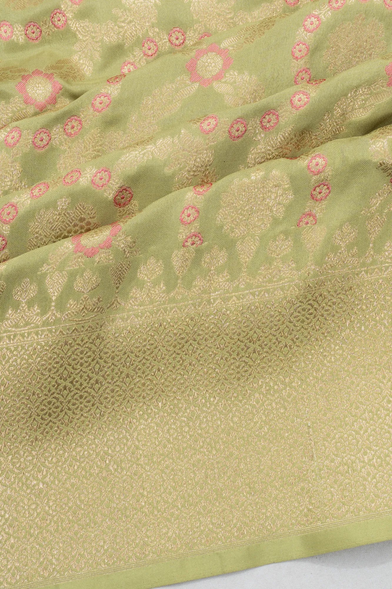 Banarasi Silk Brocade Pastel Green Saree