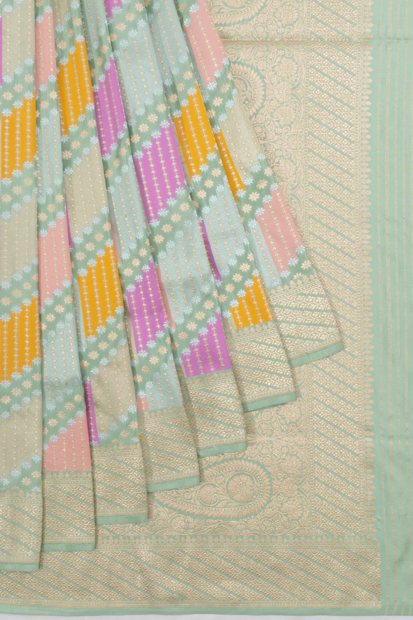 Banarasi Silk Brocade Pastel Blue Saree