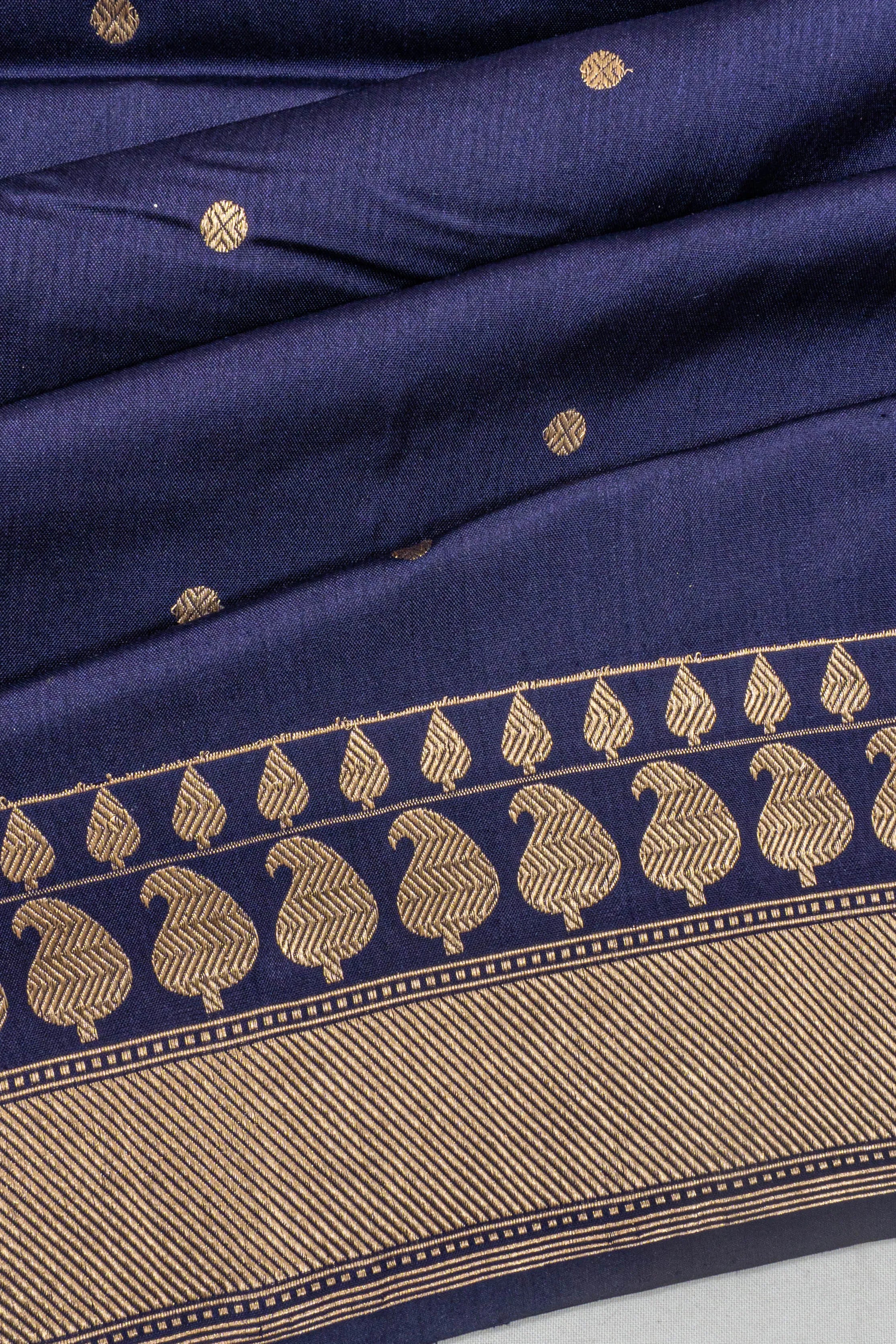 Banarasi Silk Kadwa Butta Dark Blue Saree