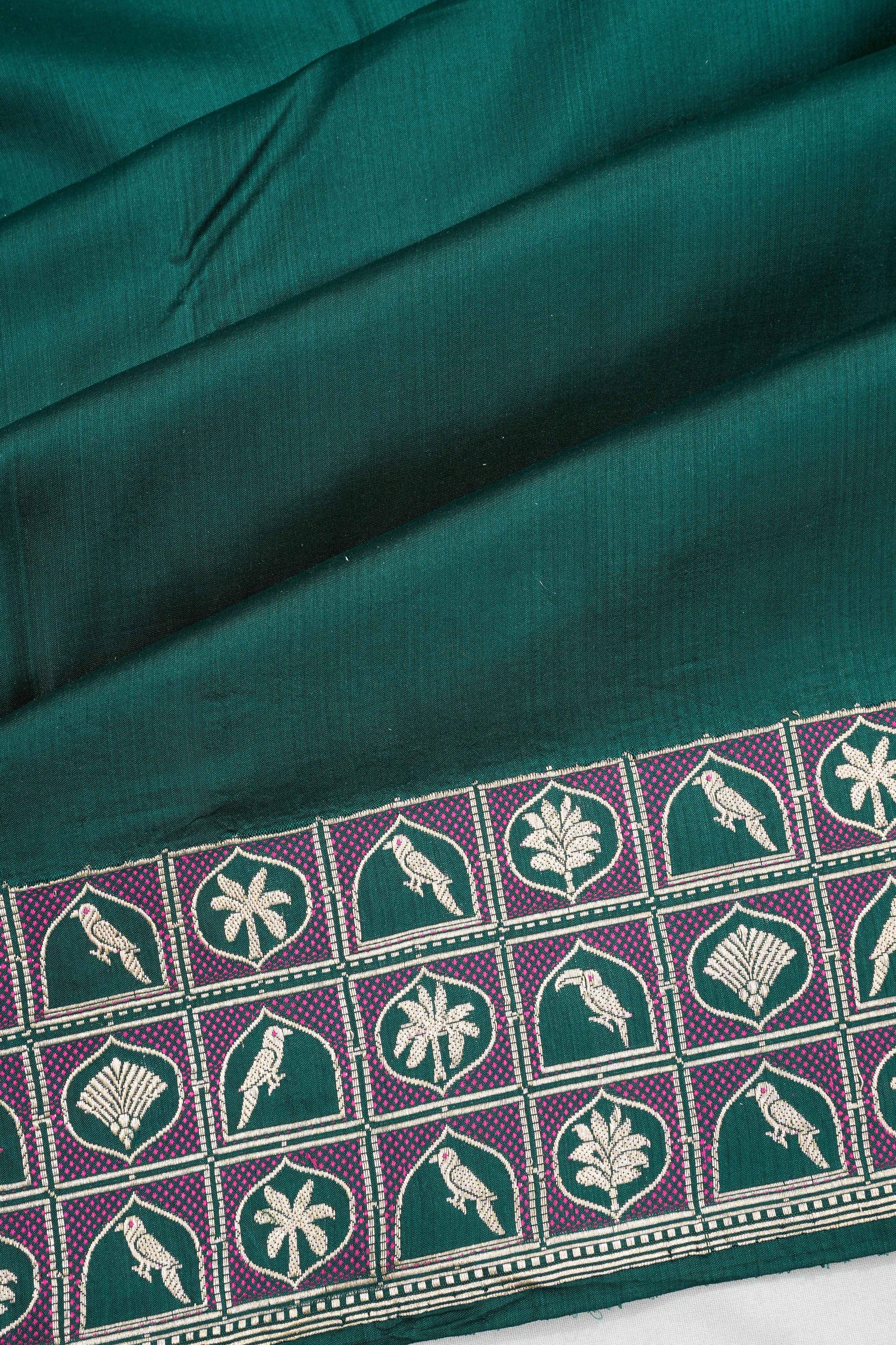 Banarasi Satin Plain Green Saree