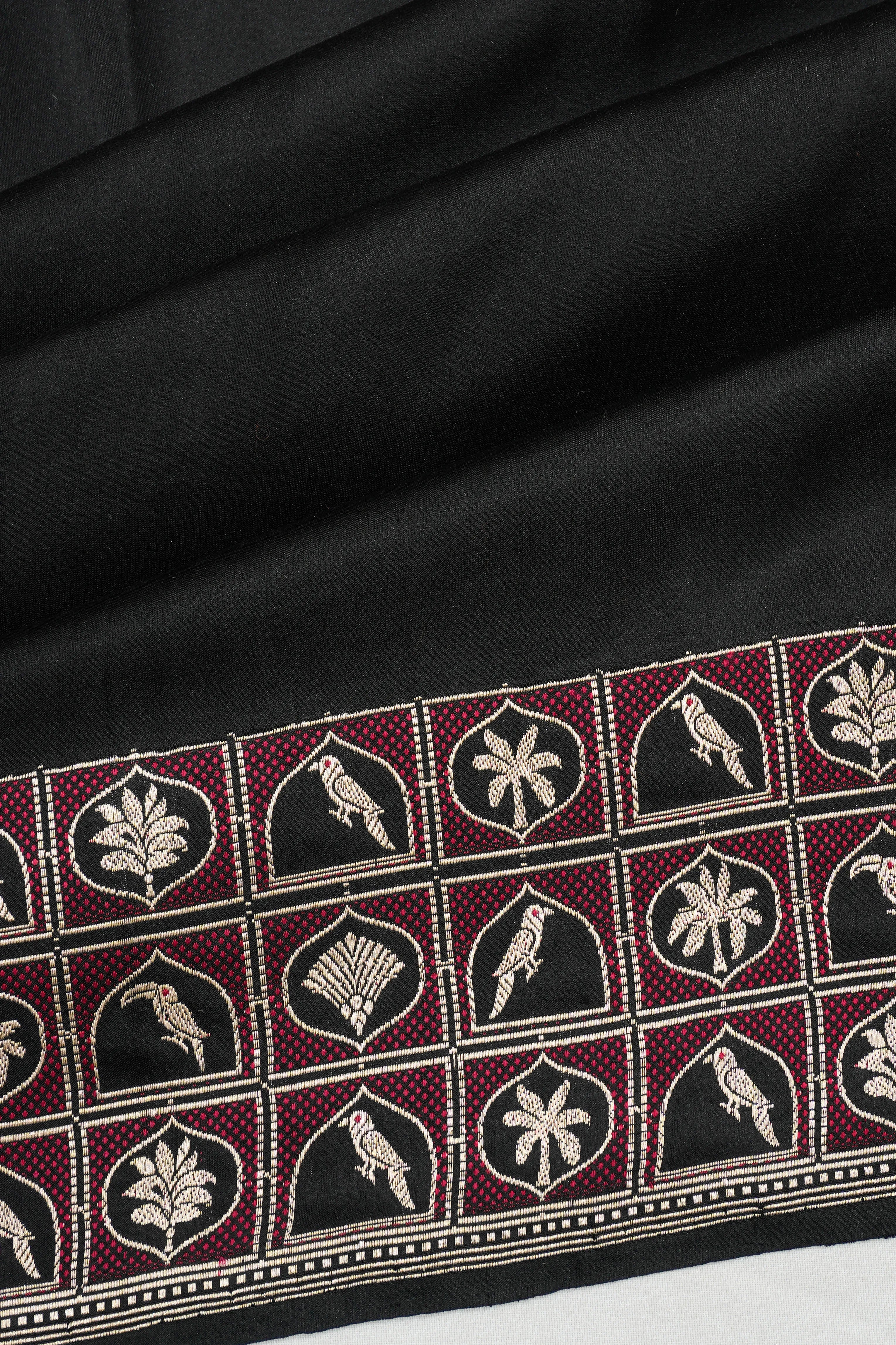 Banarasi Satin Plain Black Saree