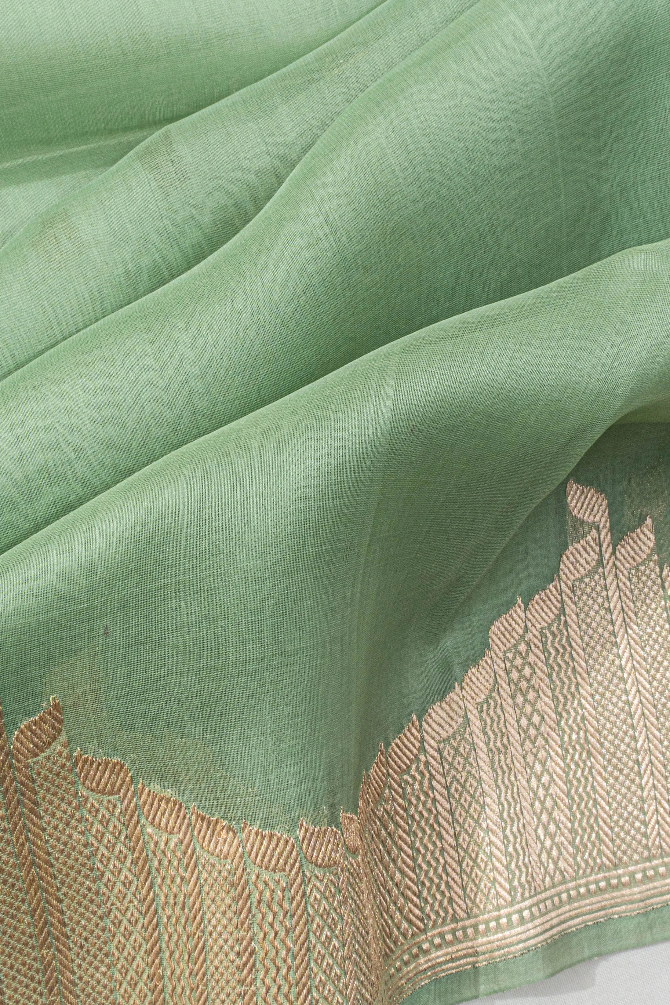Banarasi Kora Organza Kadwa Butta Sea Green Saree