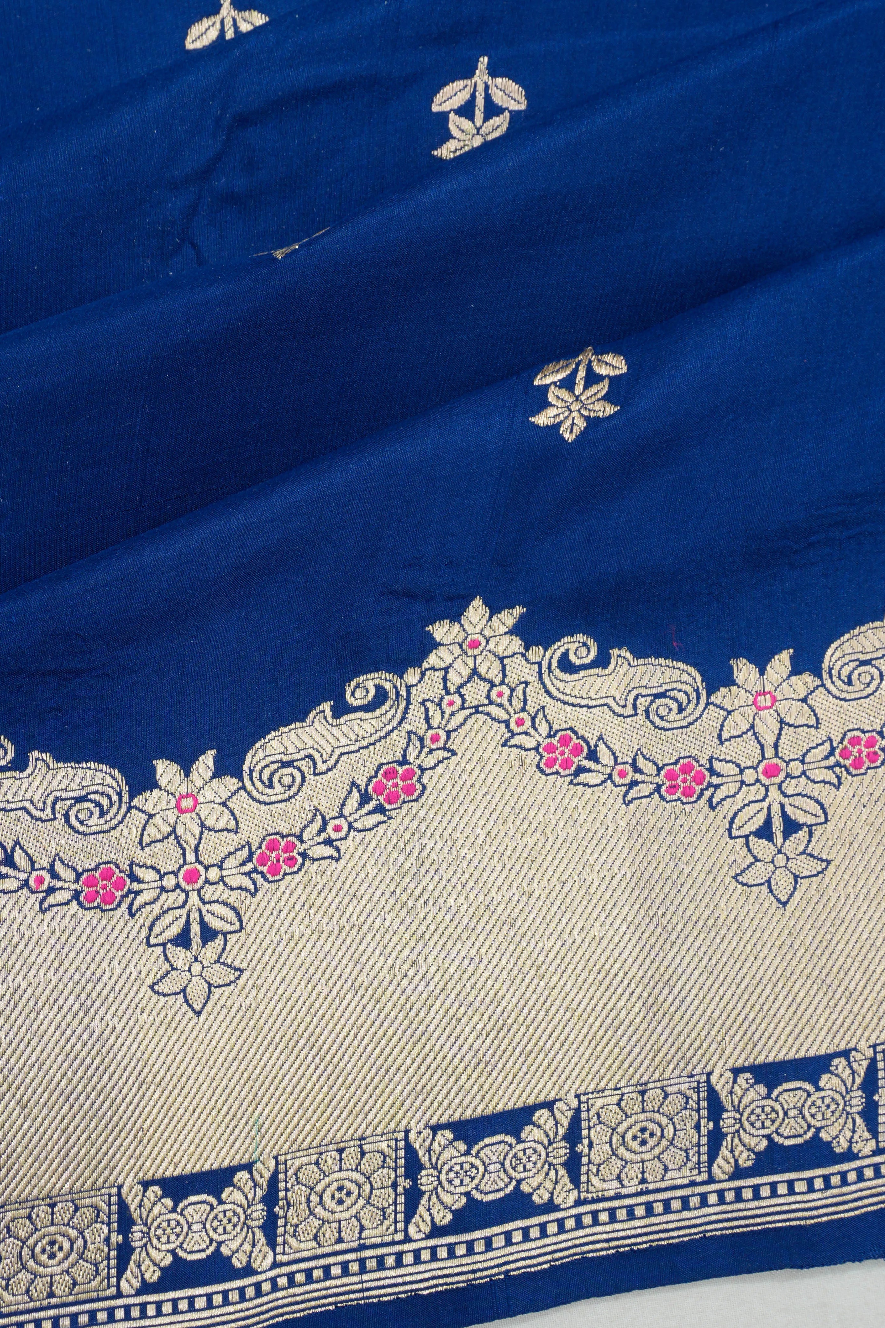 Banarasi Silk Butta Blue Saree