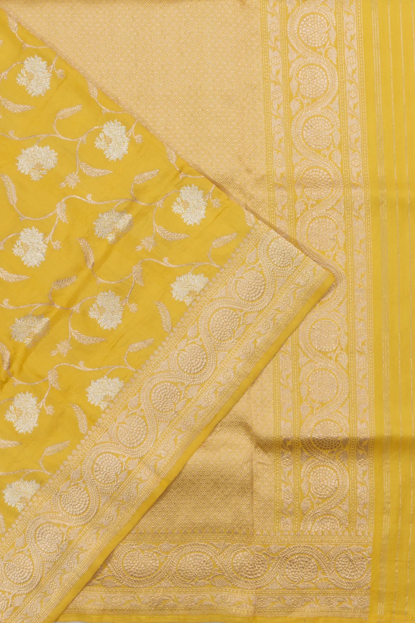 Banarasi Silk Brocade Yellow Saree