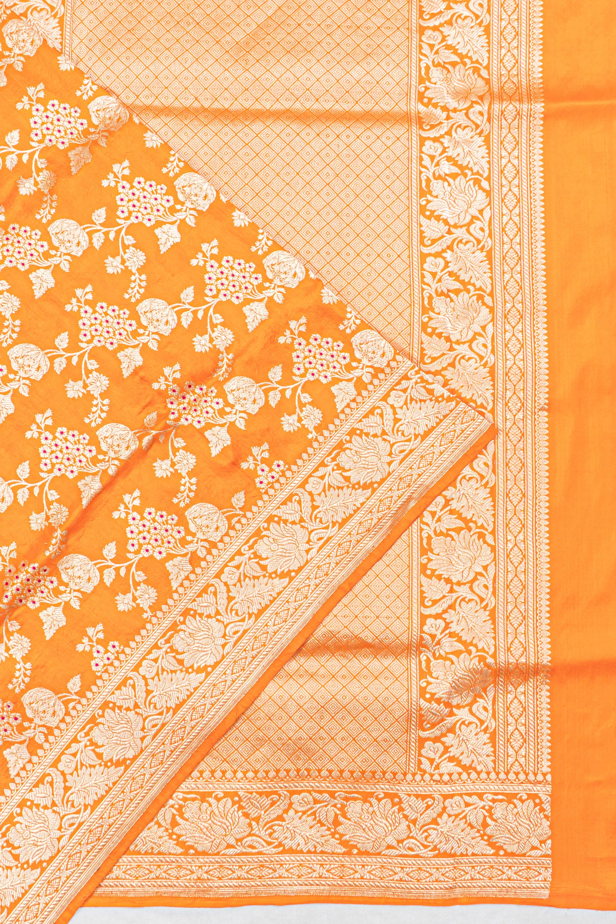 Banarasi Silk Jaal Orange Saree