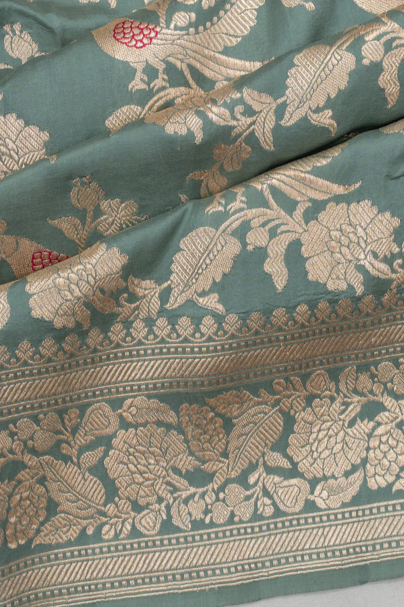 Banarasi Silk Brocade Teal Blue Saree