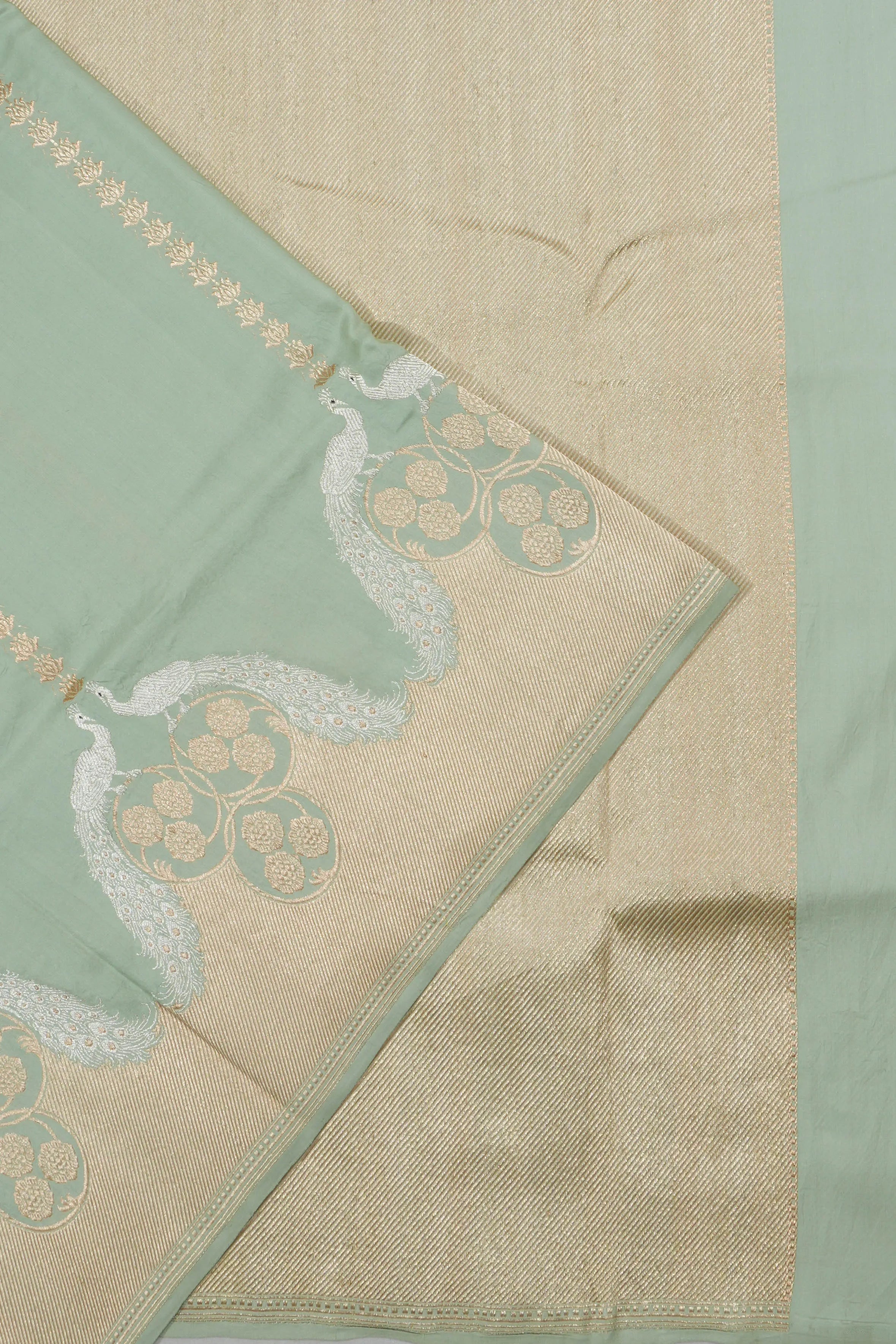 Banarasi Silk Brocade Sage Blue Saree