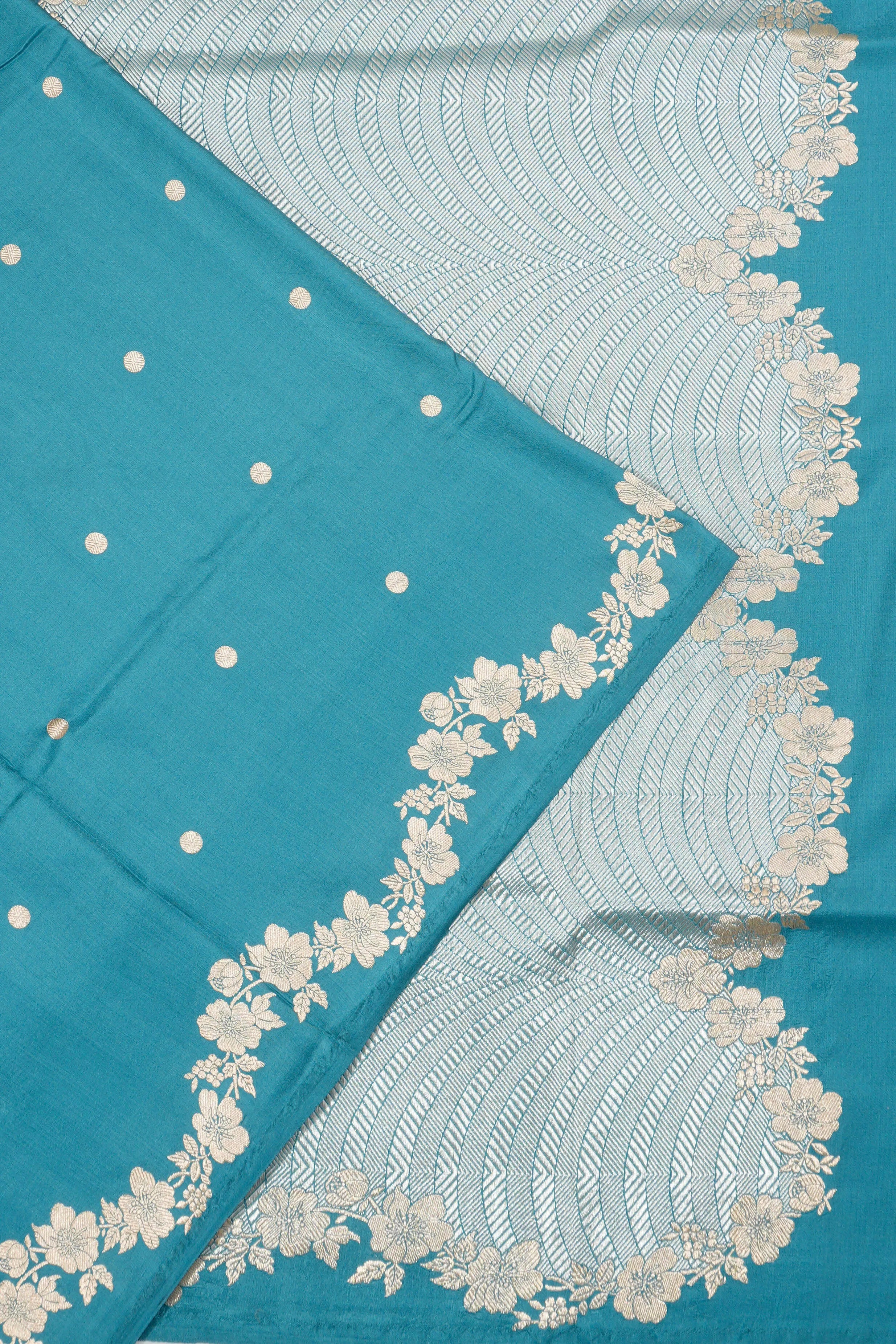 Banarasi Silk Butta Blue Saree