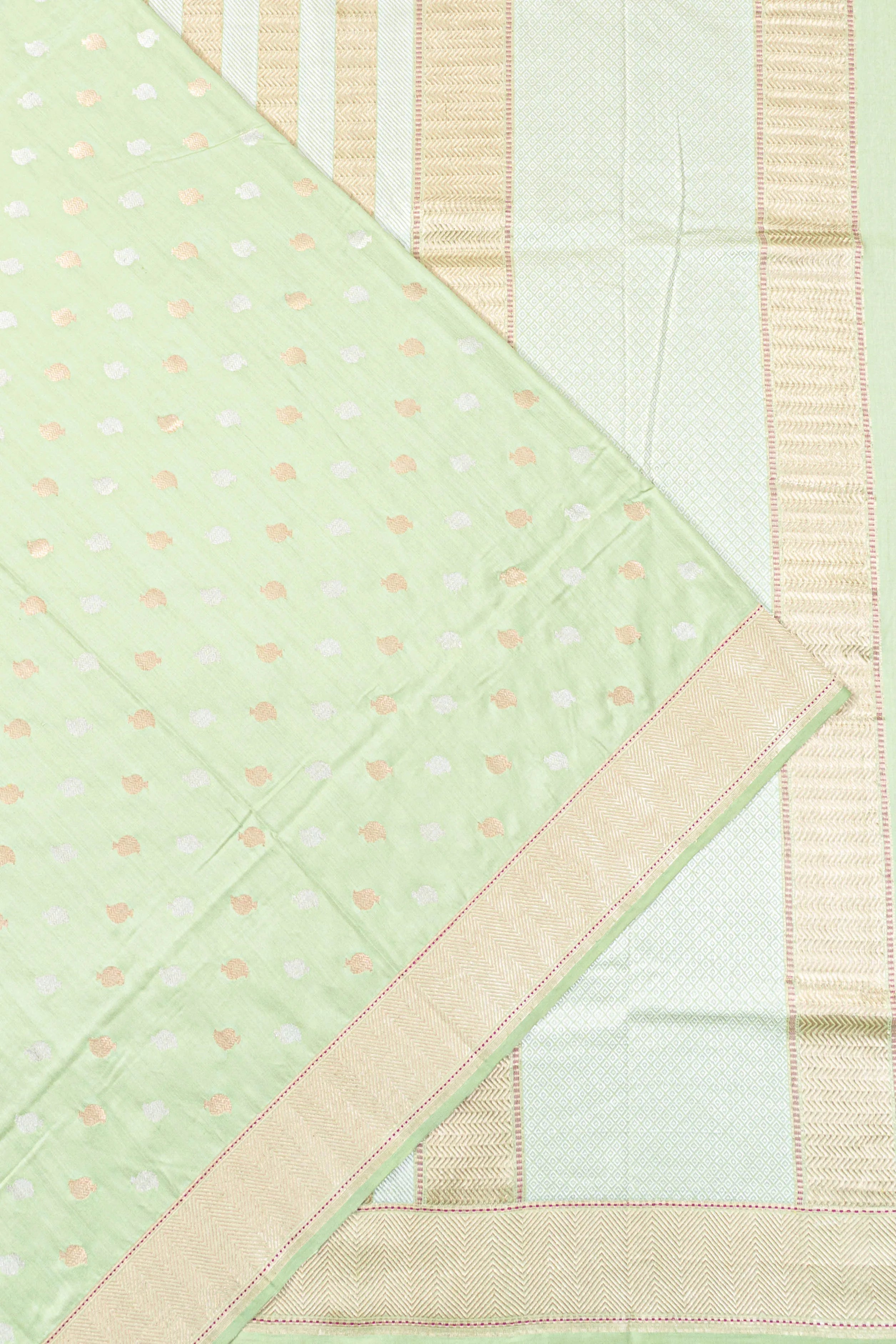 Banarasi Silk Butta Pista Green Saree