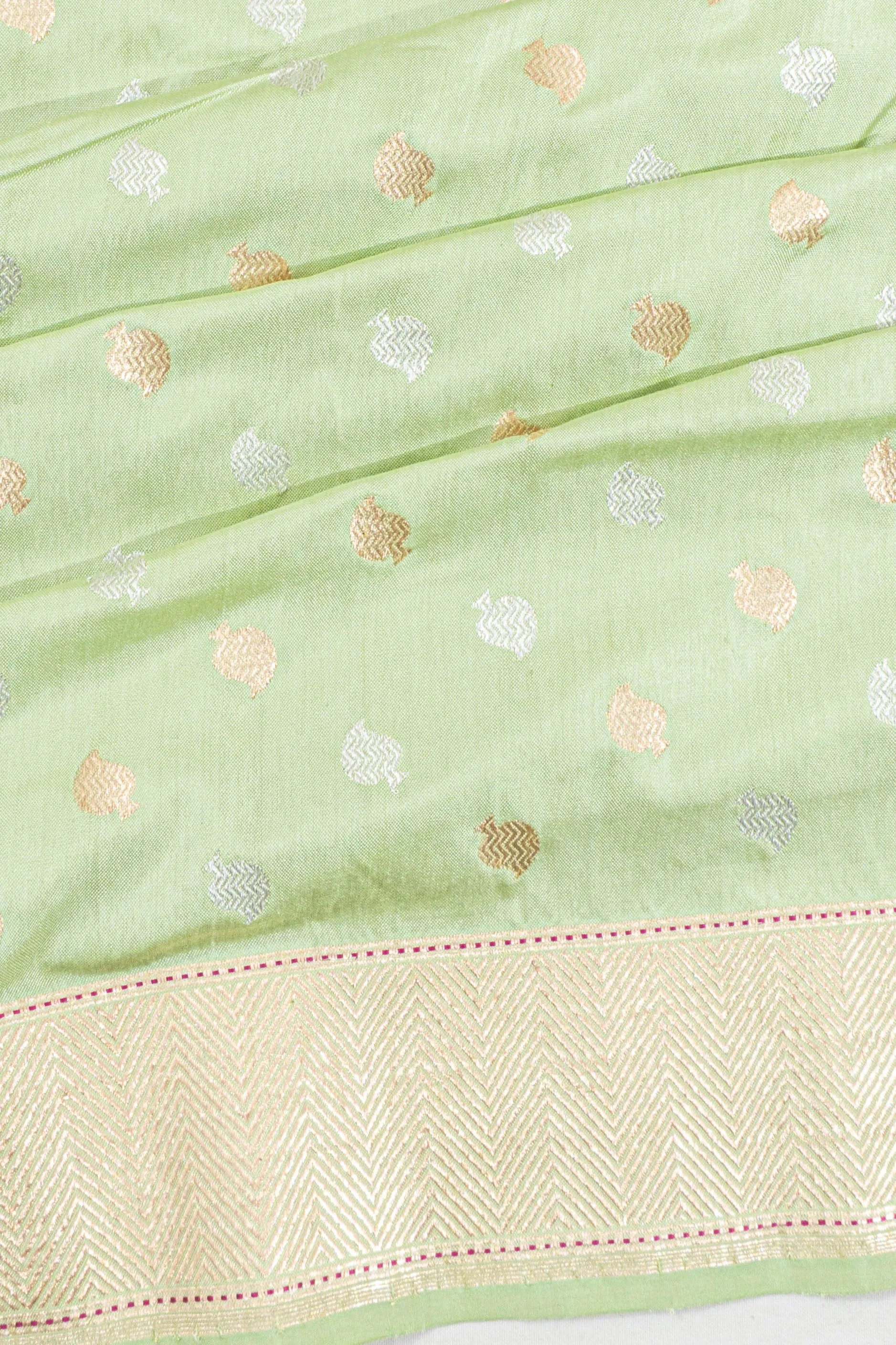 Banarasi Silk Butta Pista Green Saree