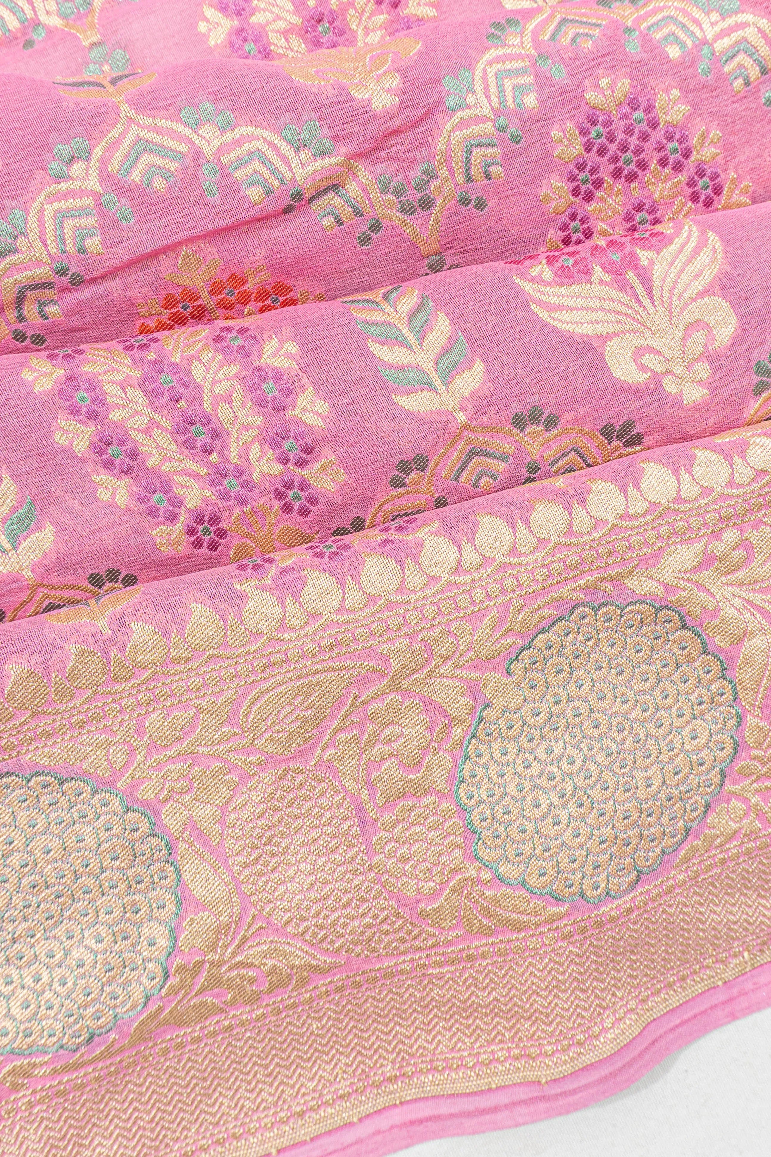 Banarasi Georgette Brocade Lavender Saree
