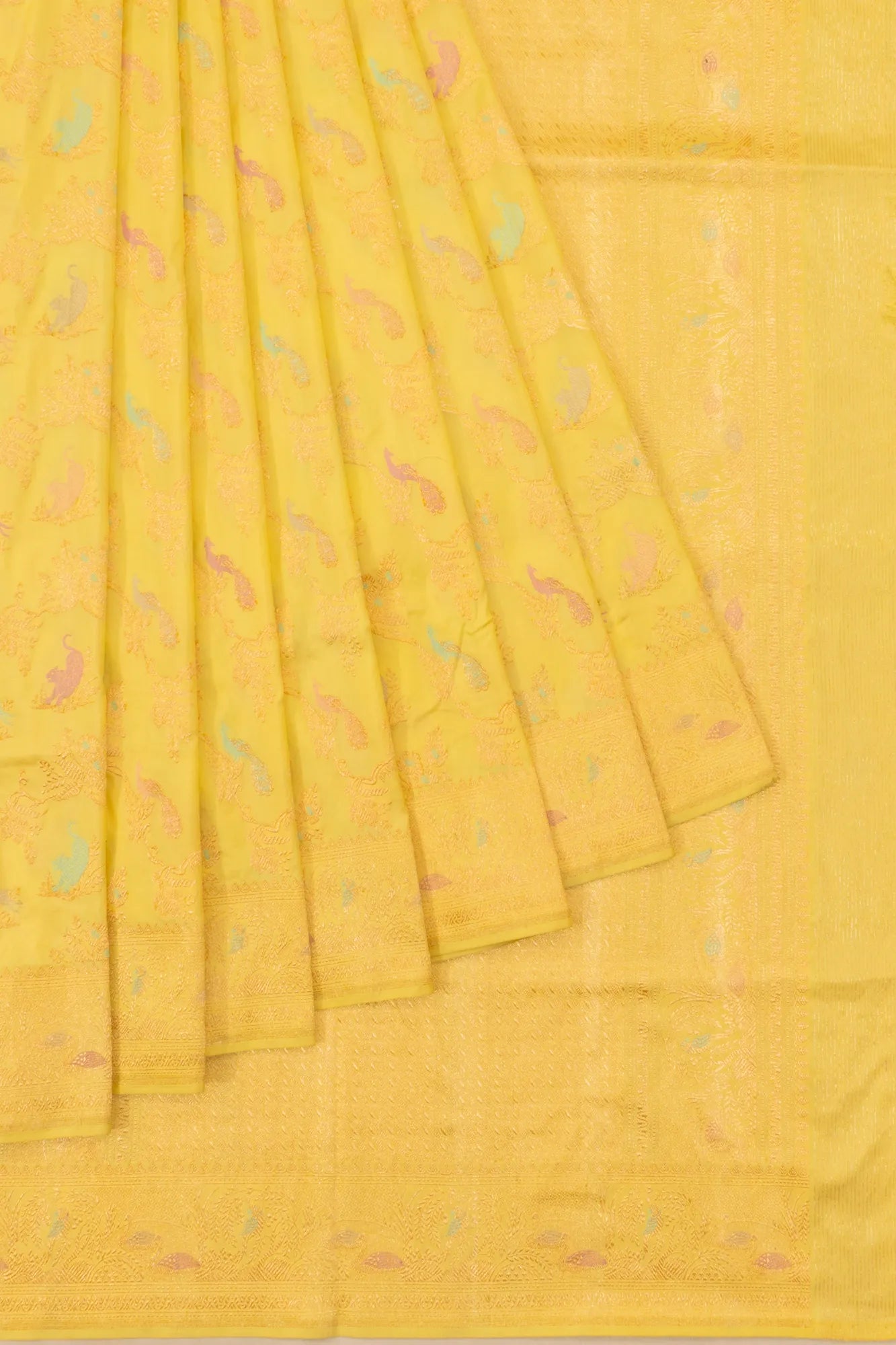 Banarasi Silk Kadwa Jaal Pista Green Saree