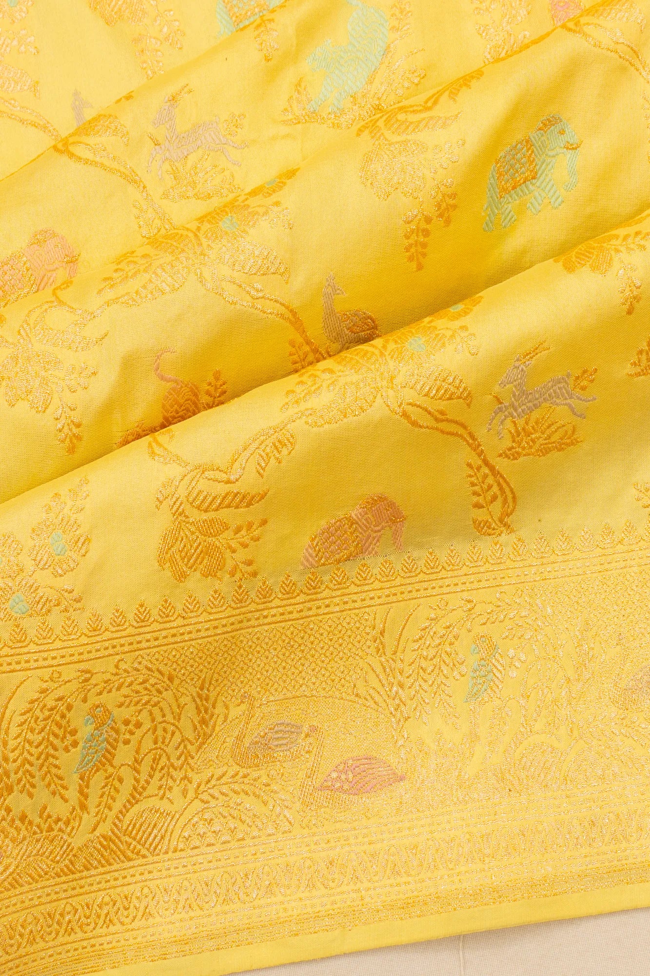 Banarasi Silk Kadwa Jaal Pista Green Saree