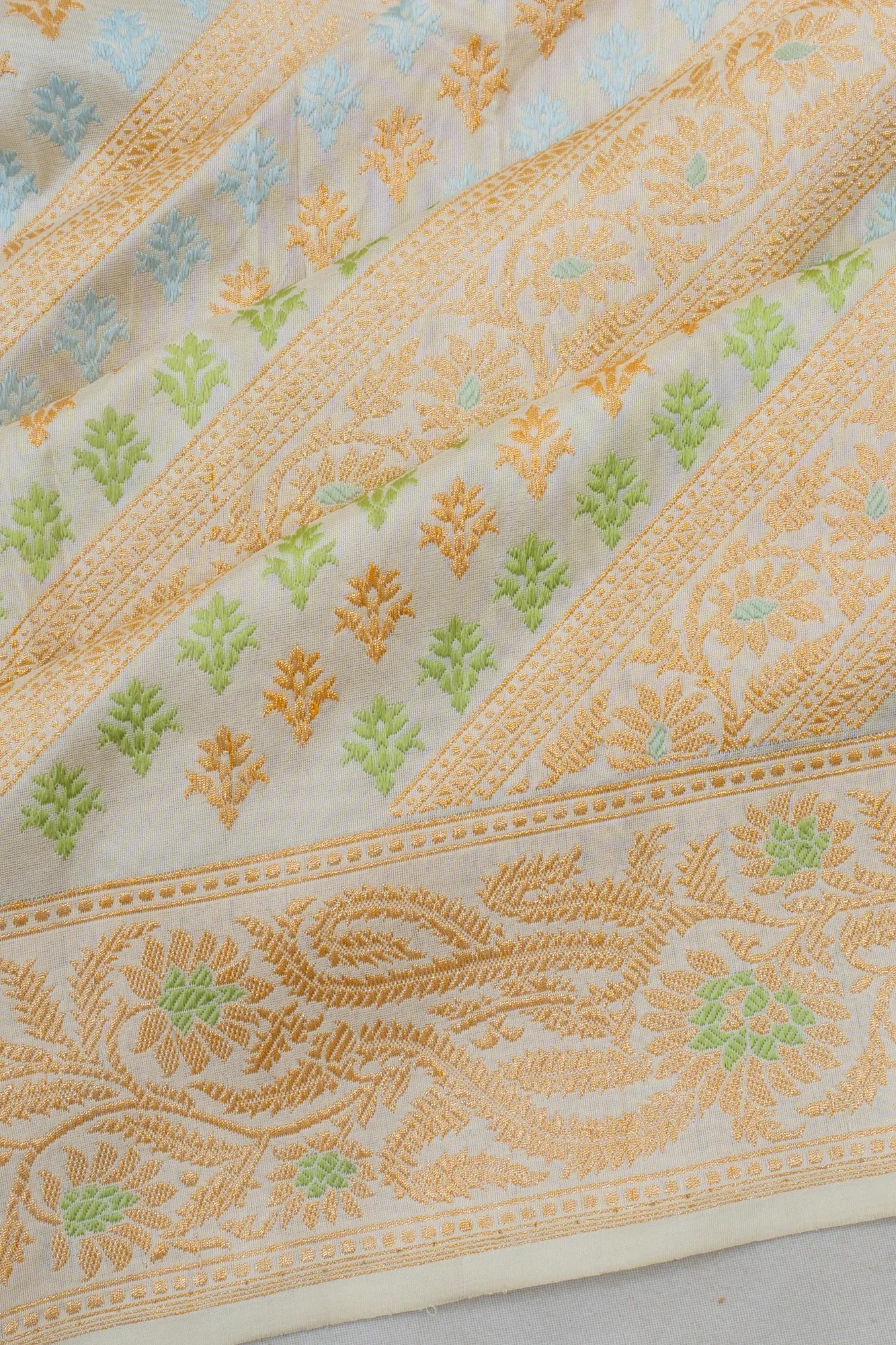 Banarasi Silk Kadwa Jaal Pastel Blue Saree