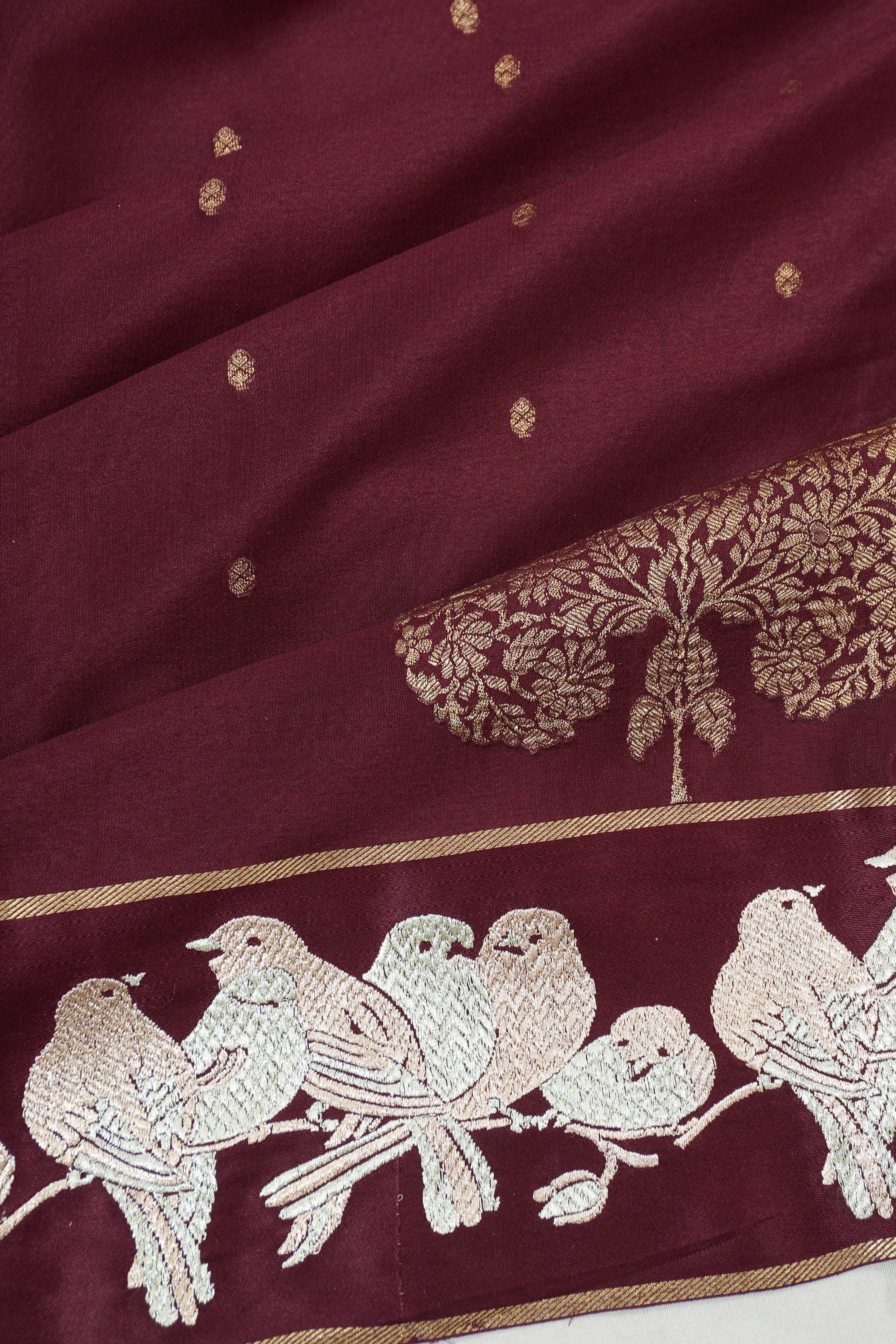 Banarasi Satin Butta Maroon Sarre