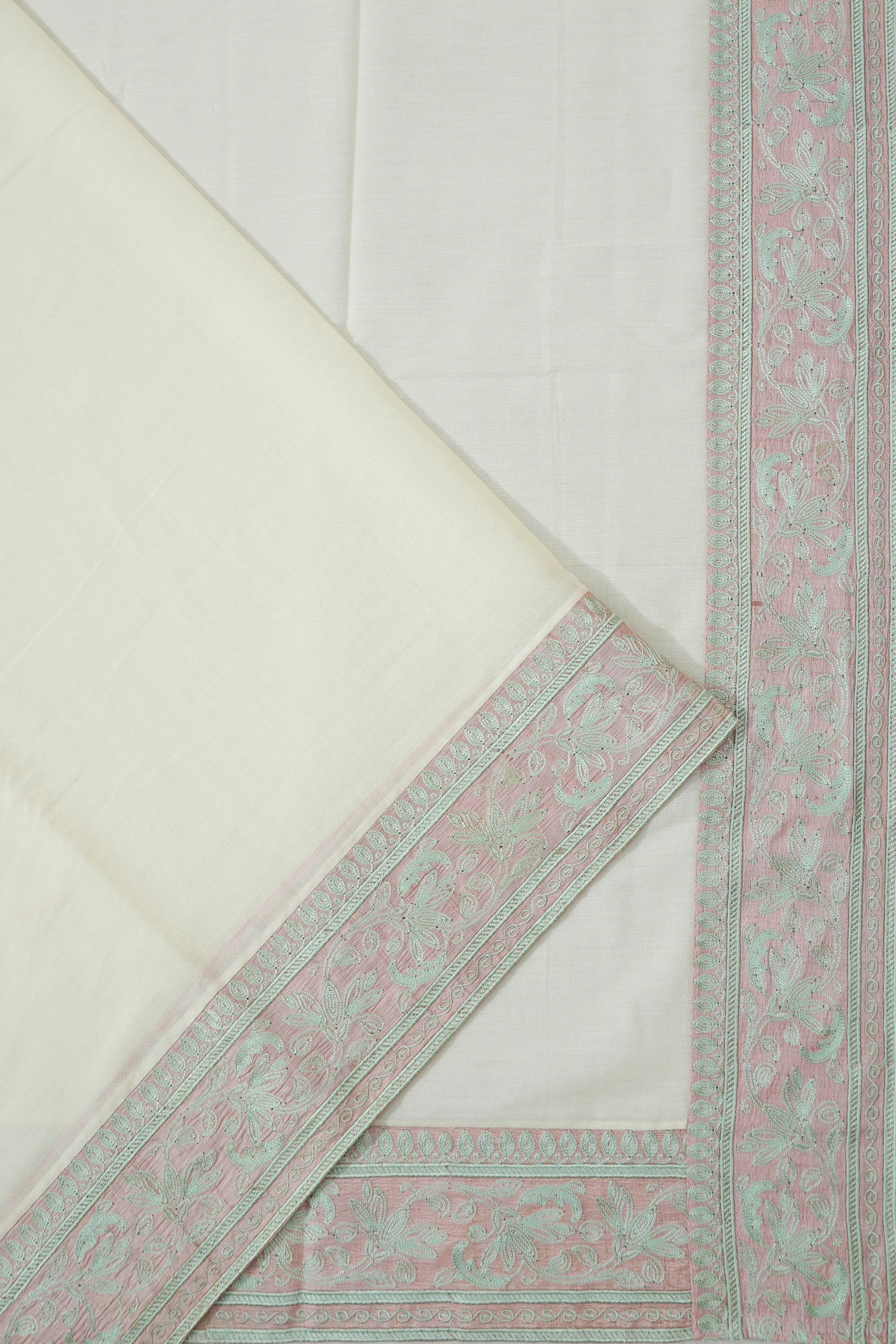 Tussar Plain White Saree
