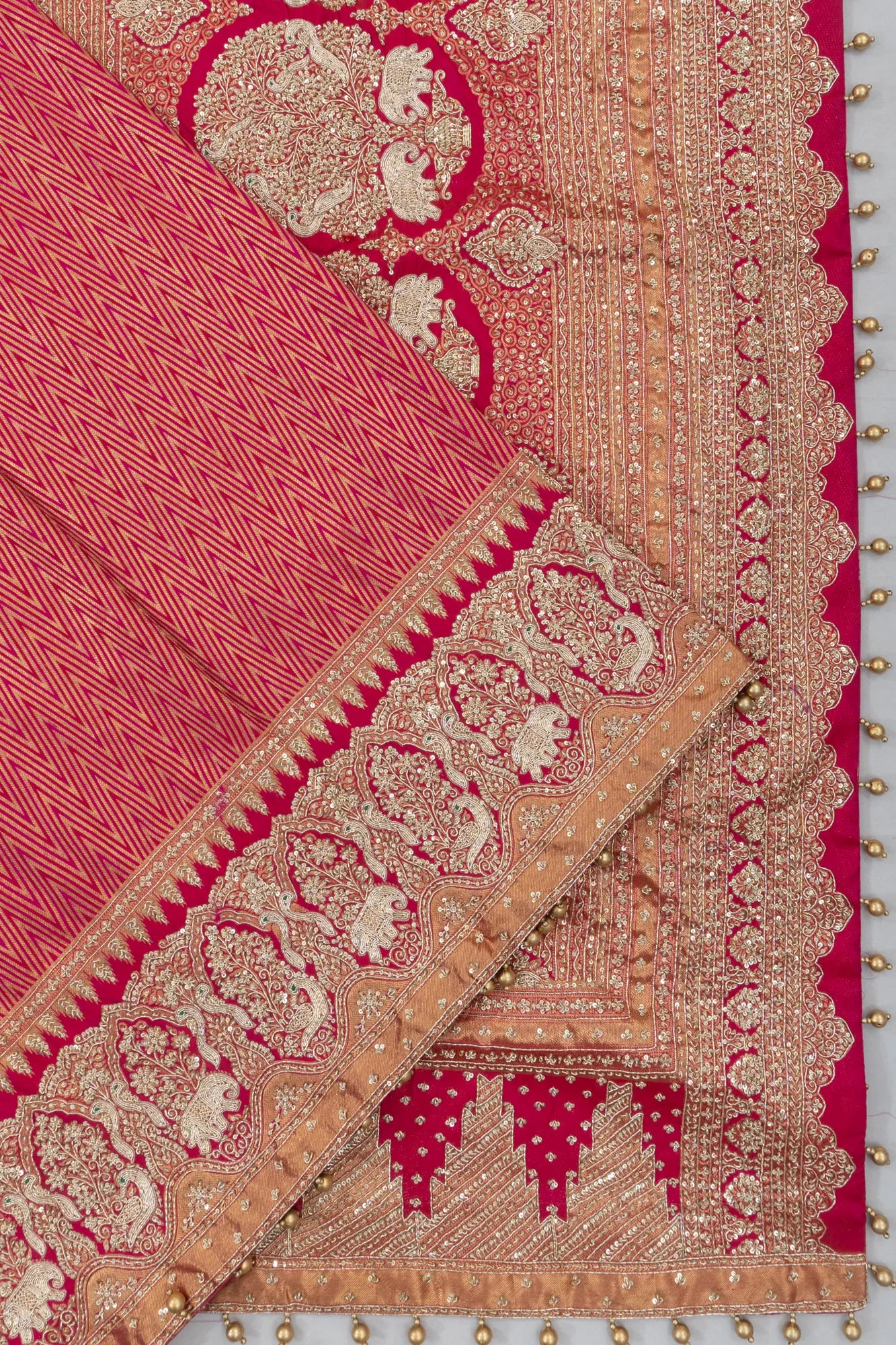 Kanchipuram Silk Brocade Red Saree With Zardosi Border