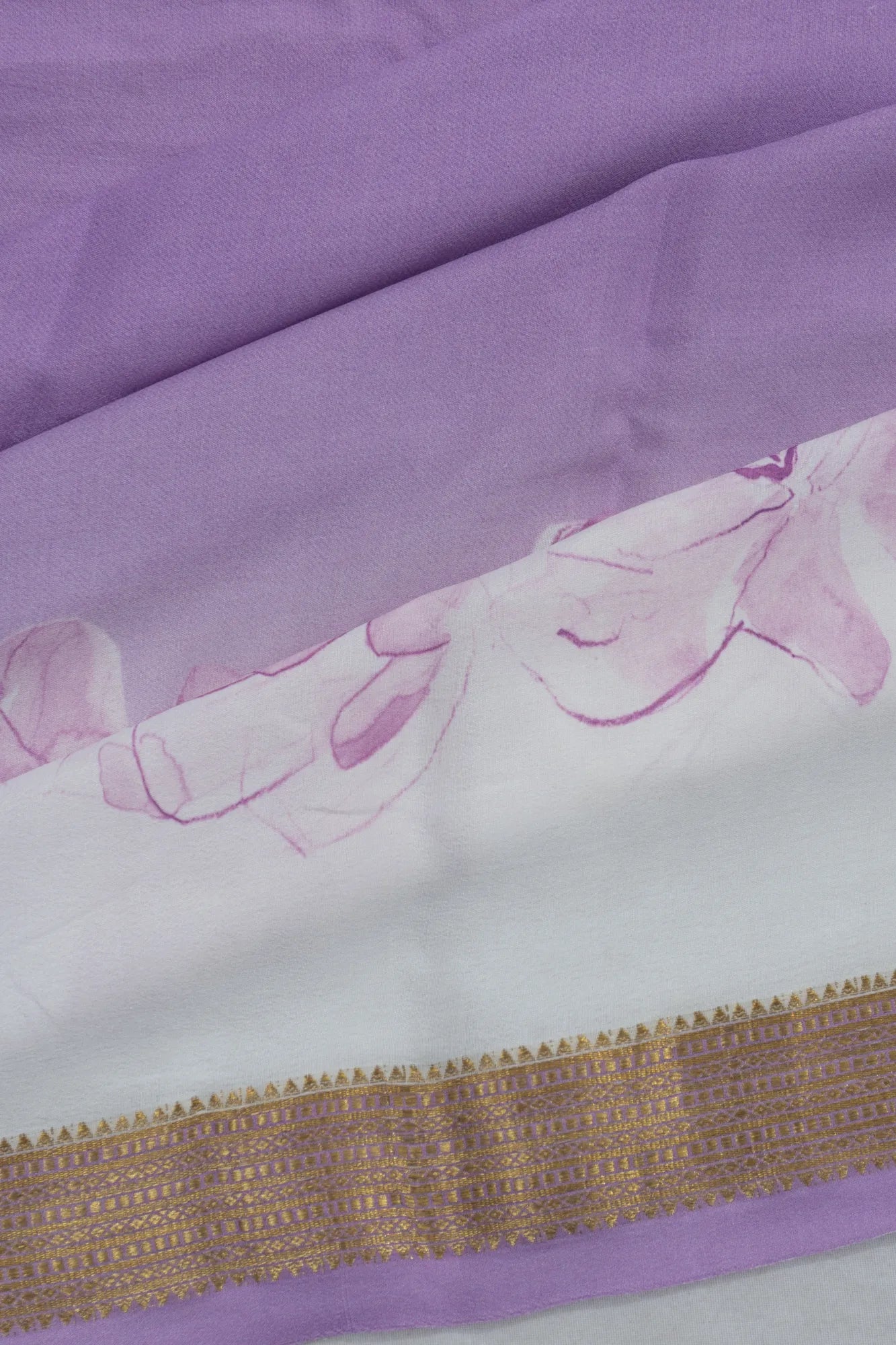 Crepe Floral Printed Lavender Saree