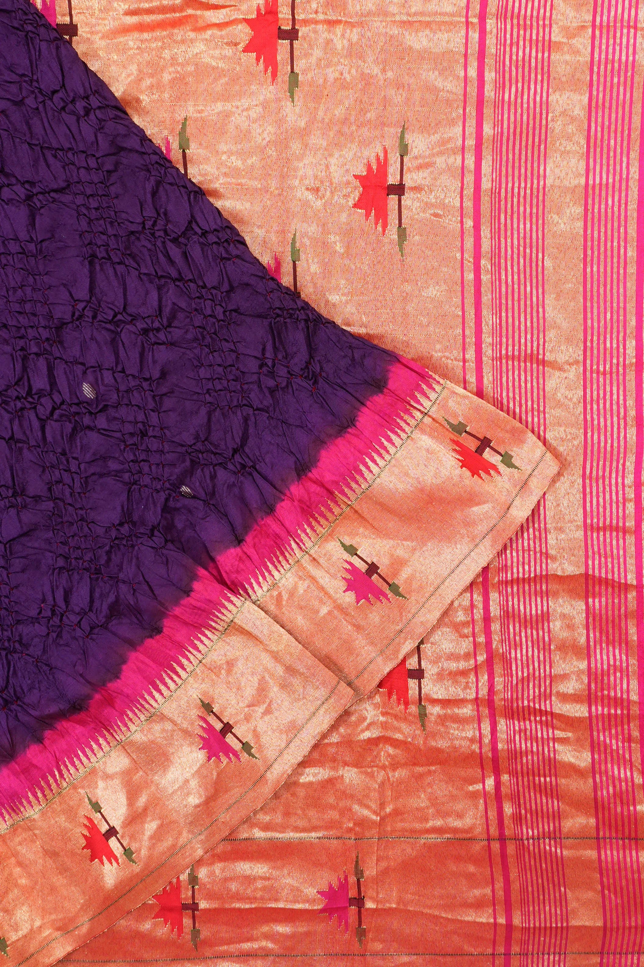 Paithani Silk Bandani Butta Purple Saree