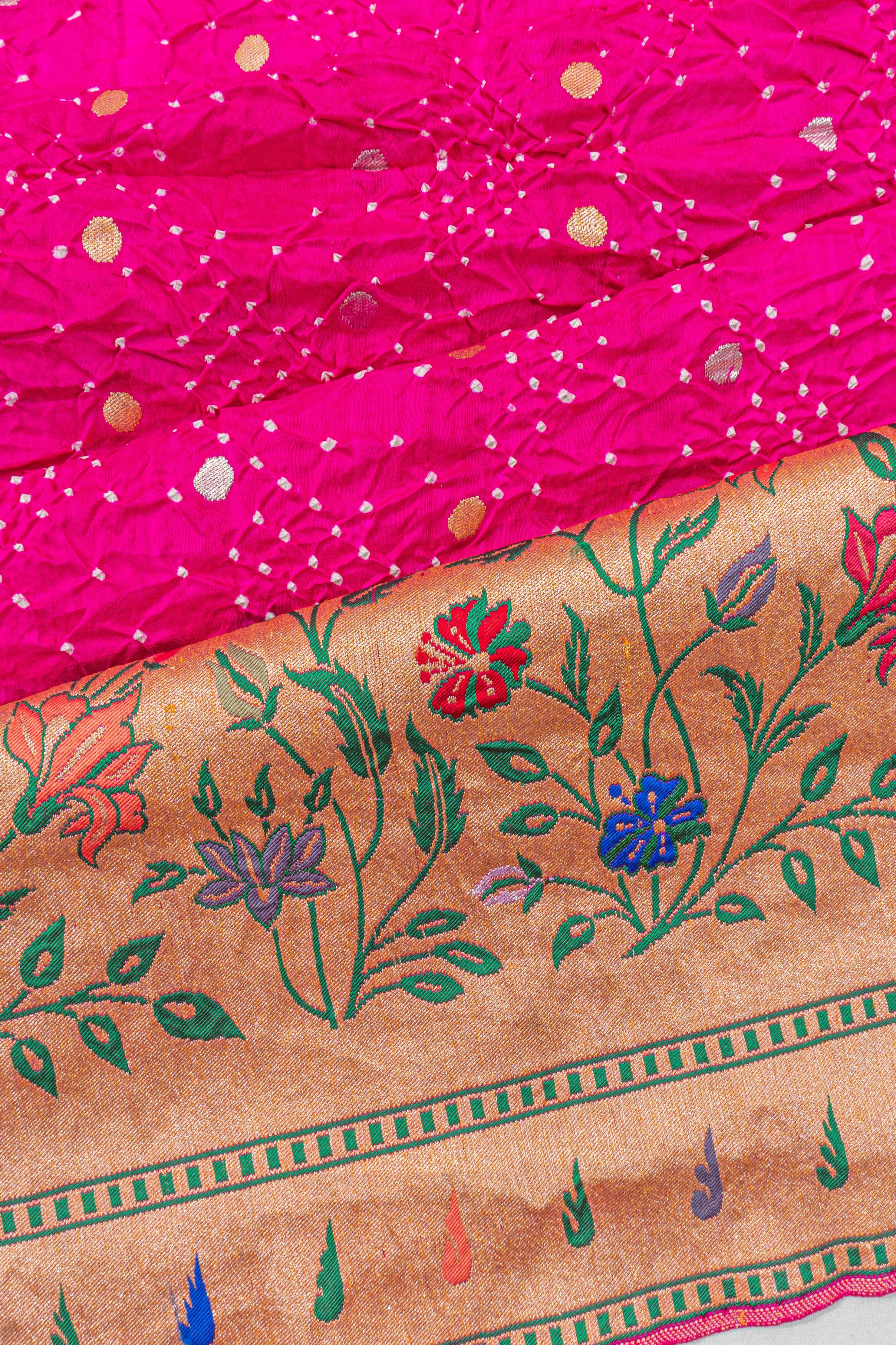 Banarasi Georgette Bandhani Butta Pink Saree