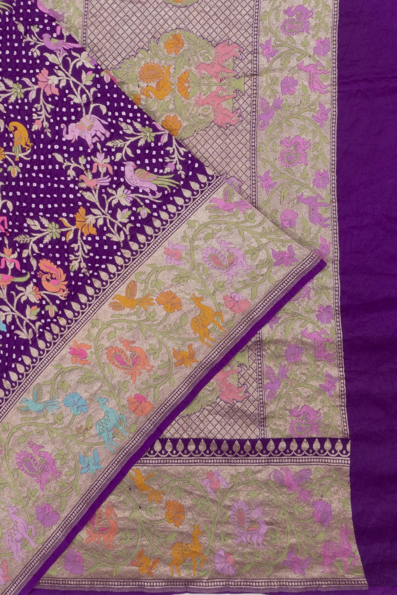 Banarasi Georgette Bandhani Jaal Purple Saree