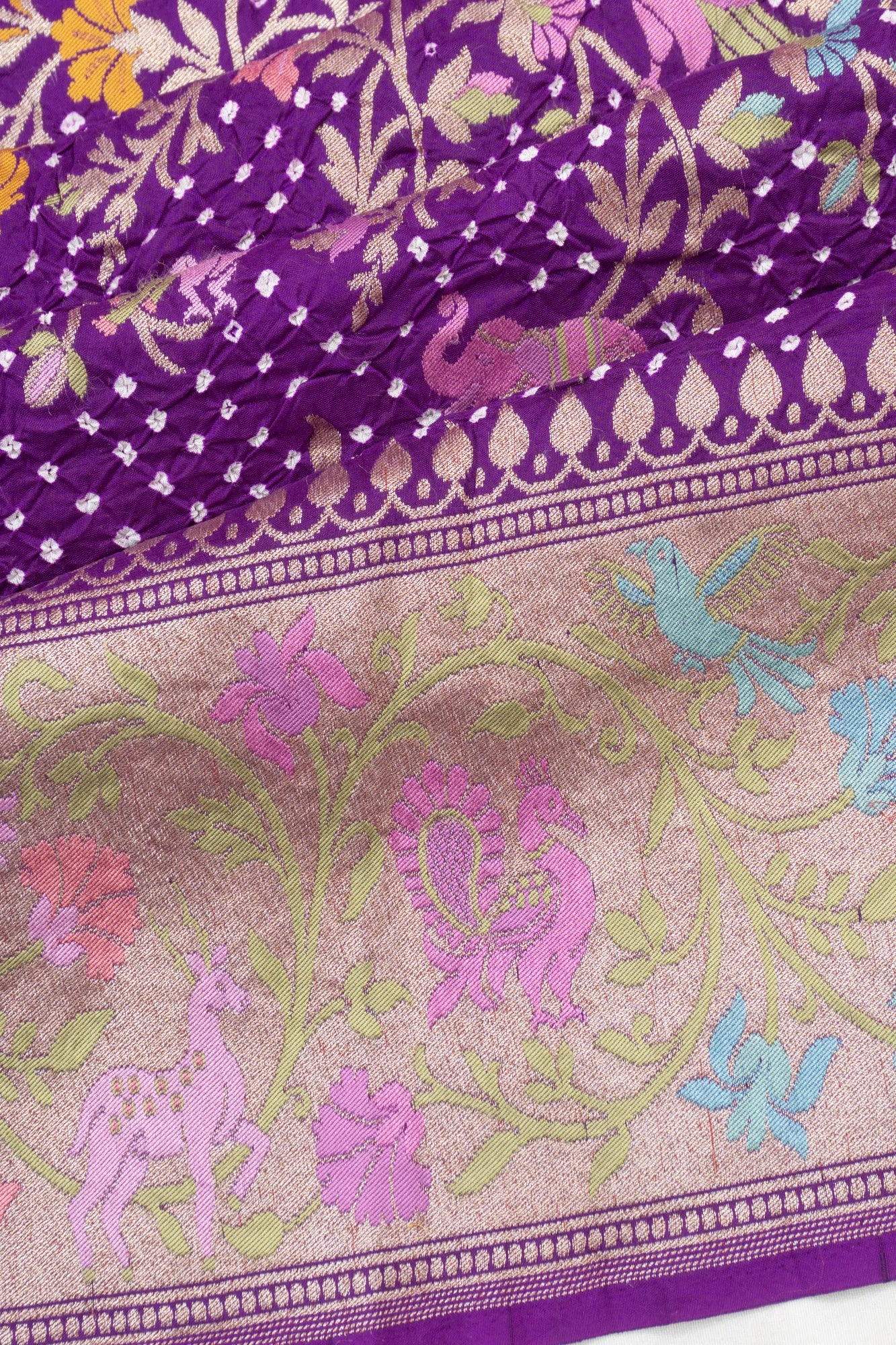 Banarasi Georgette Bandhani Jaal Purple Saree
