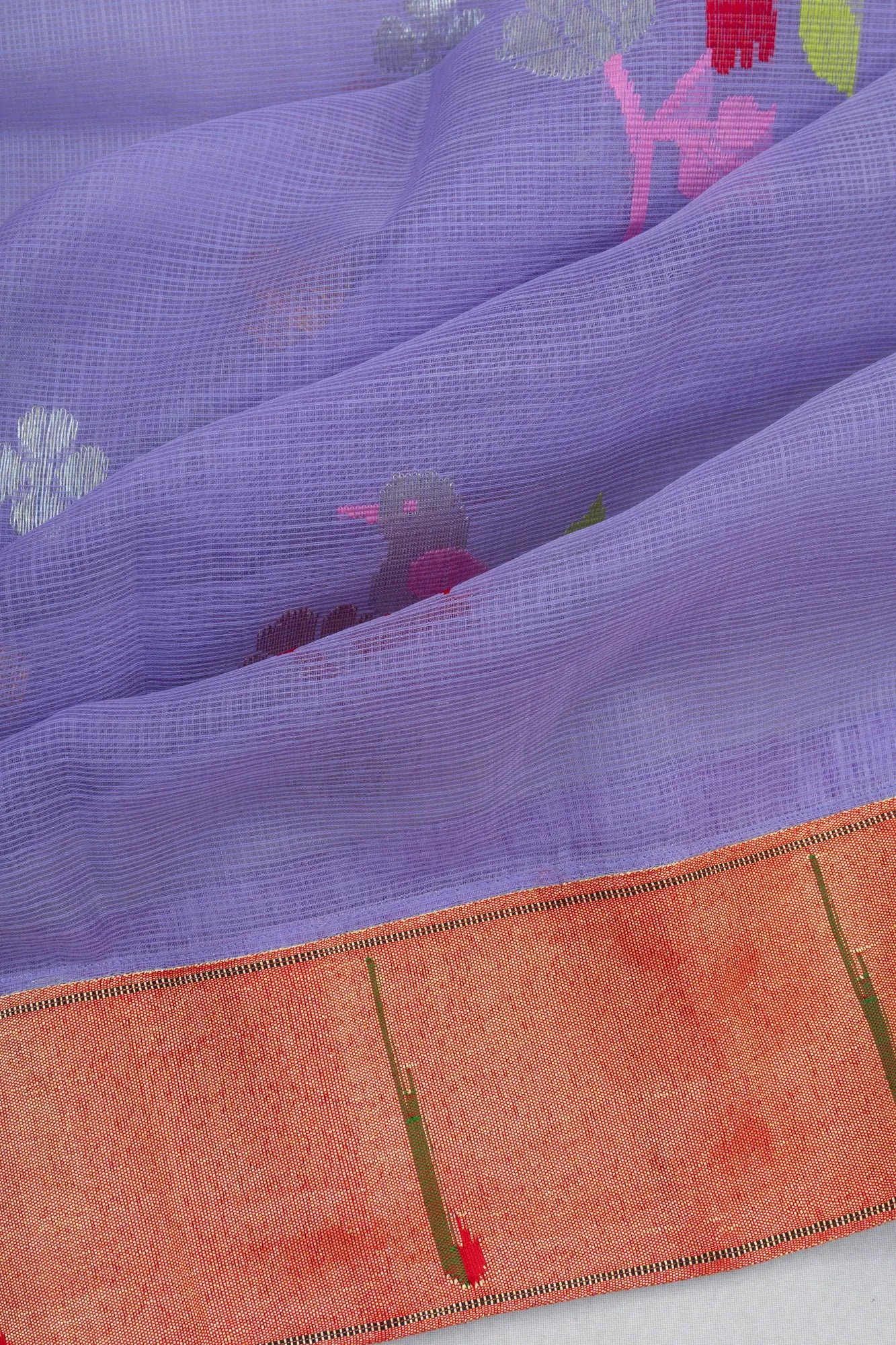 Paithani X Kota Cotton Butta Blue Saree With Single Muniya Butta Border