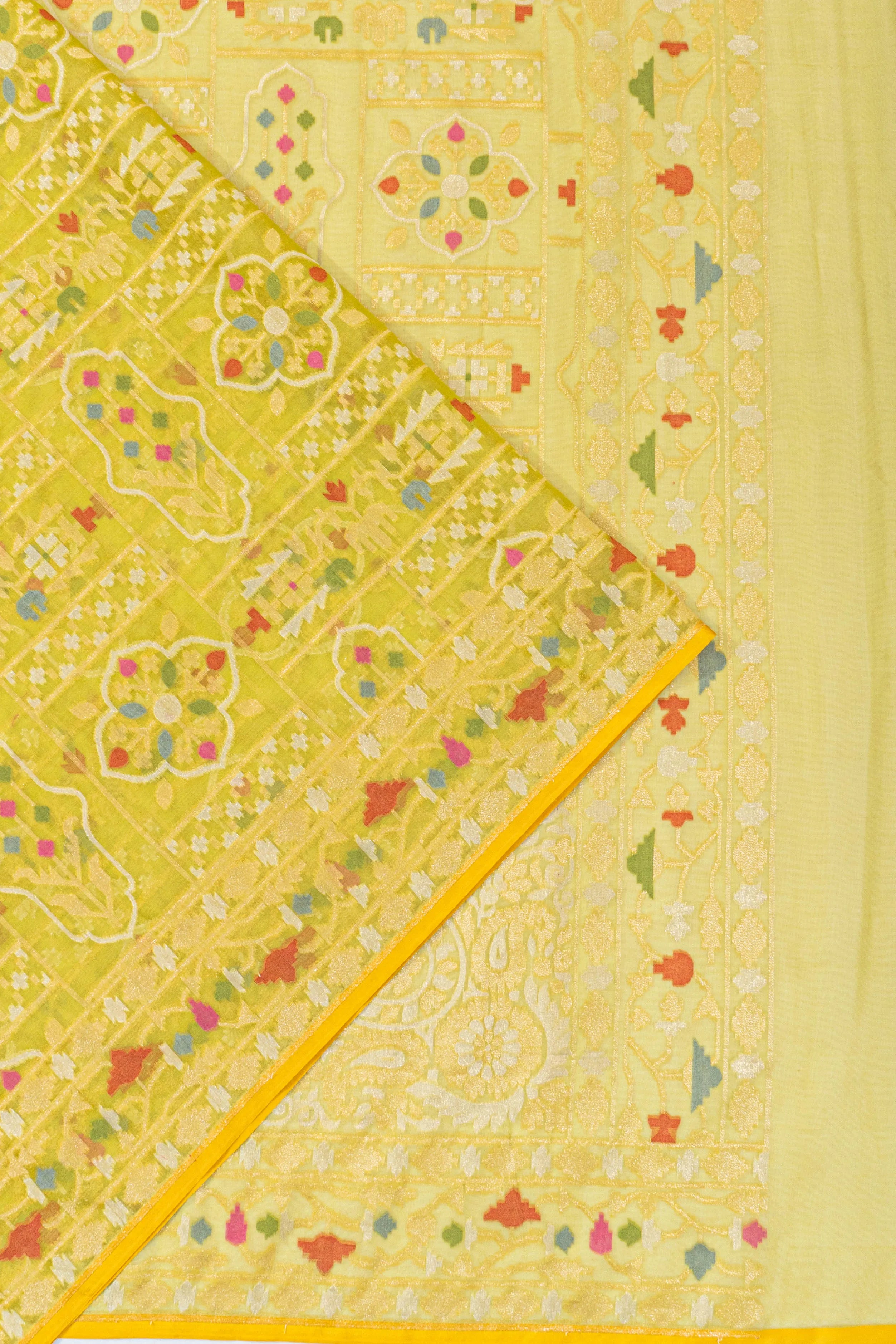 Banarasi Kora Organza Brocade Mehendi Green Saree