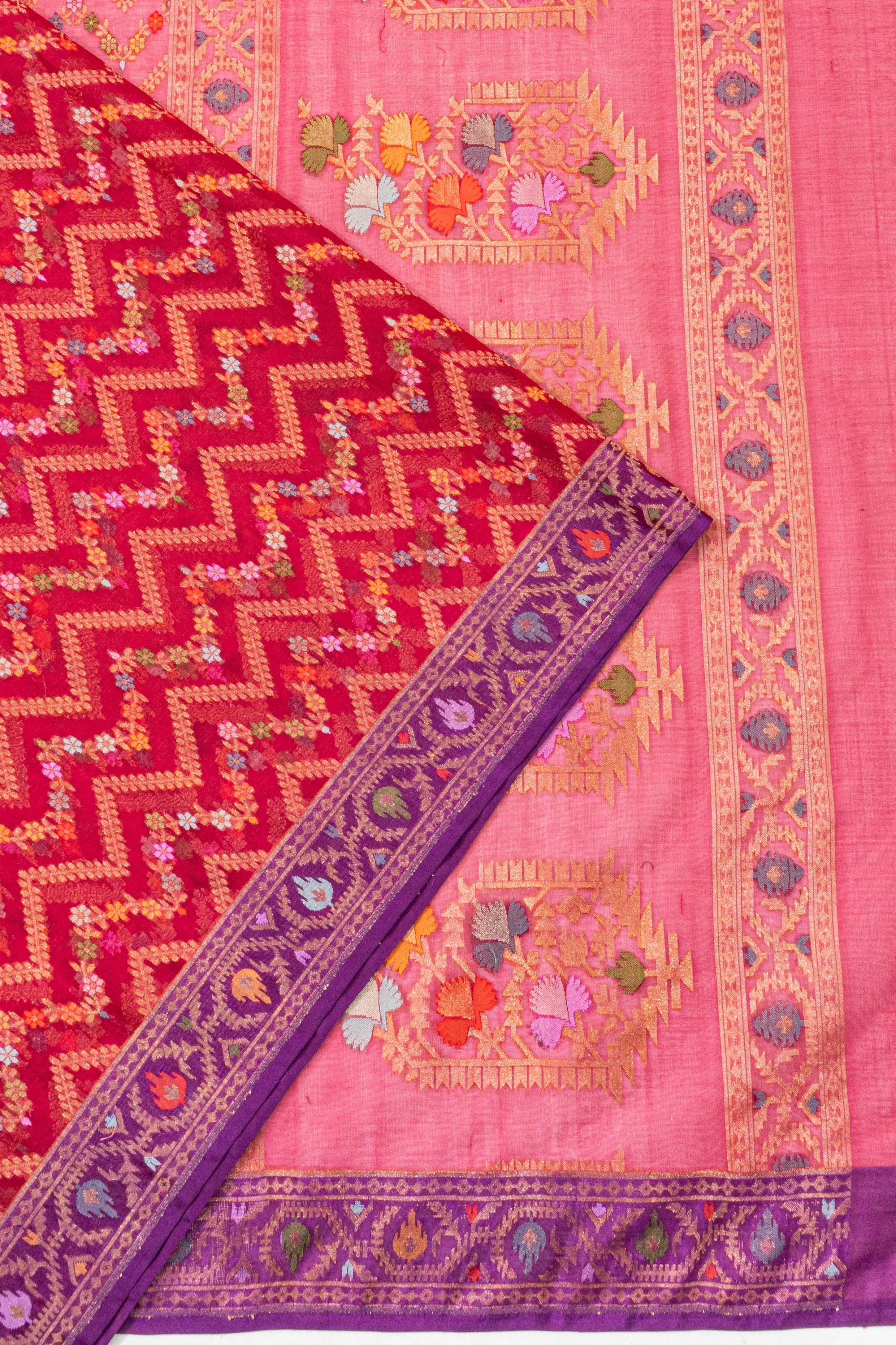 Banarasi Kora Organza Brocade Red Saree
