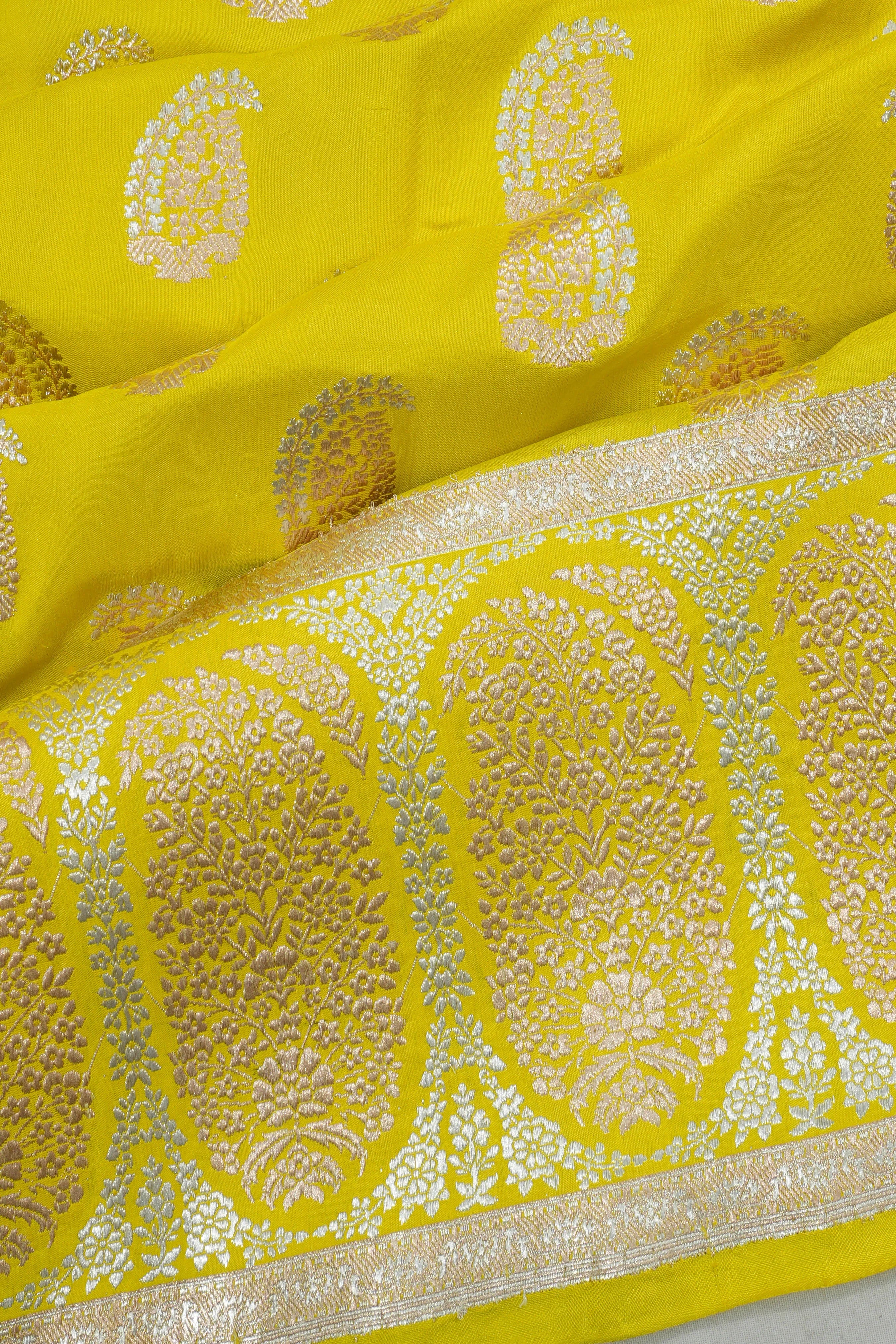 Banarasi Silk Brocade Mehendi Green Saree