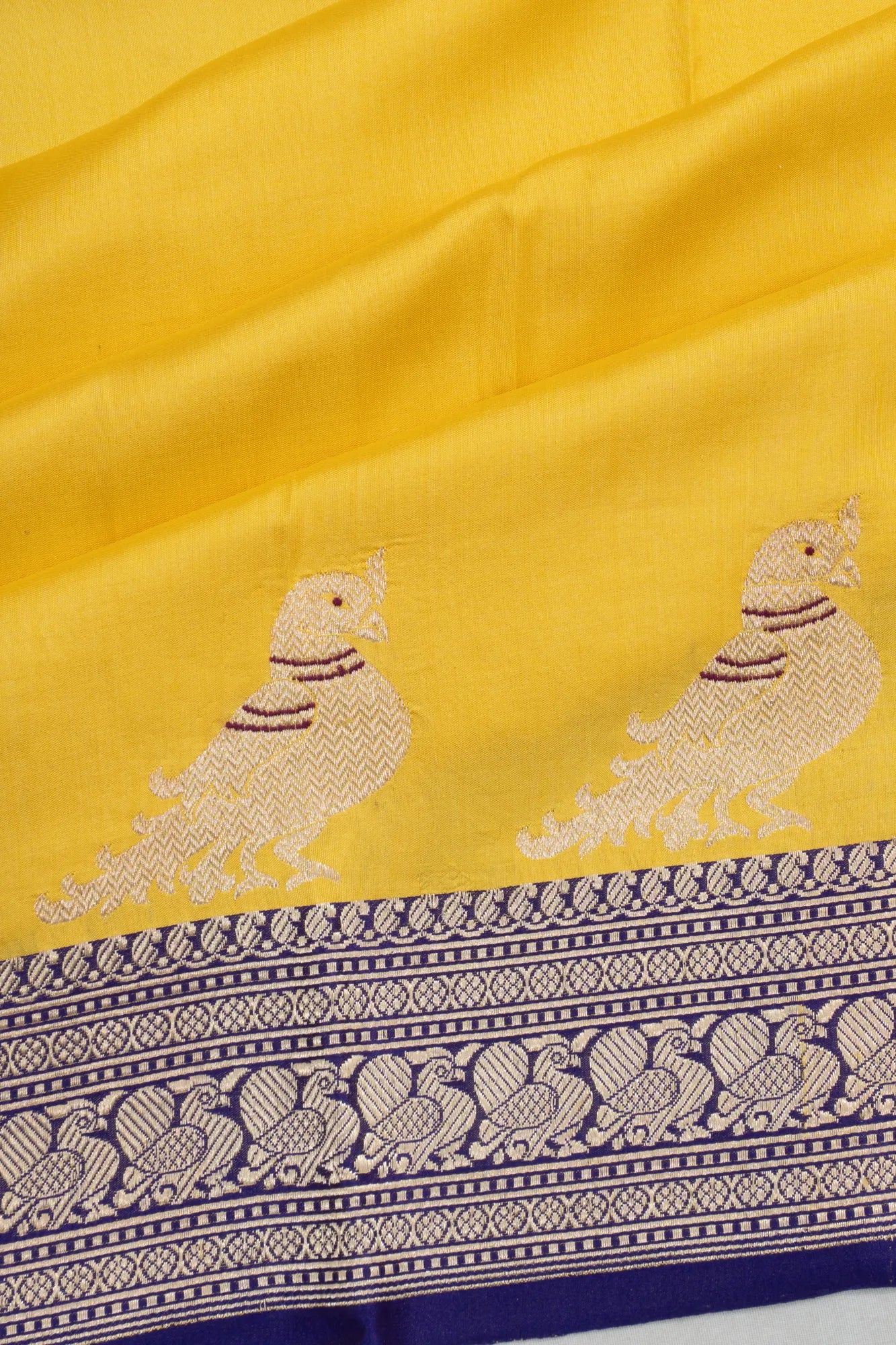 Banarasi Satin Butta Yellow Saree