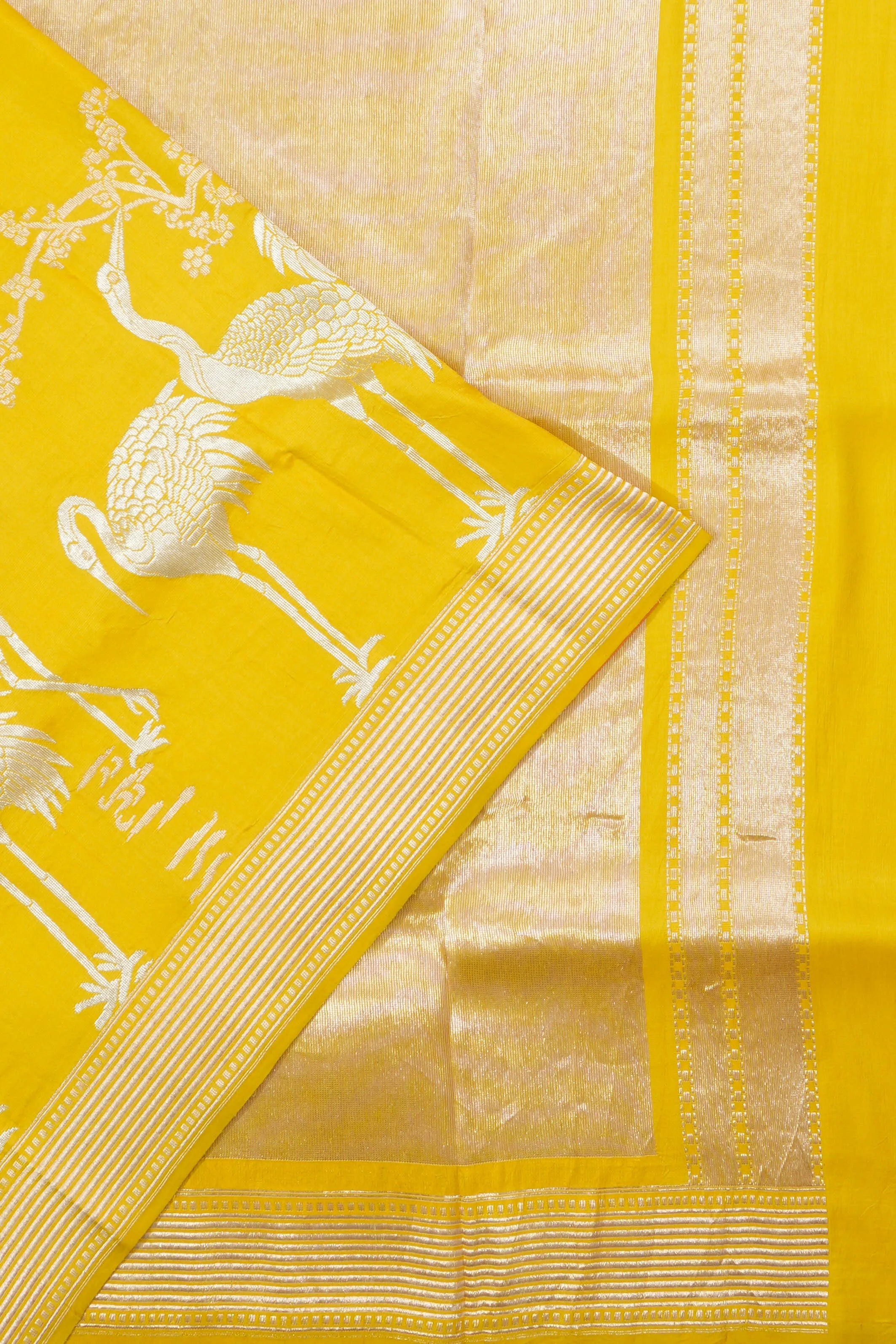 Banarasi Silk Butta Yellow Saree
