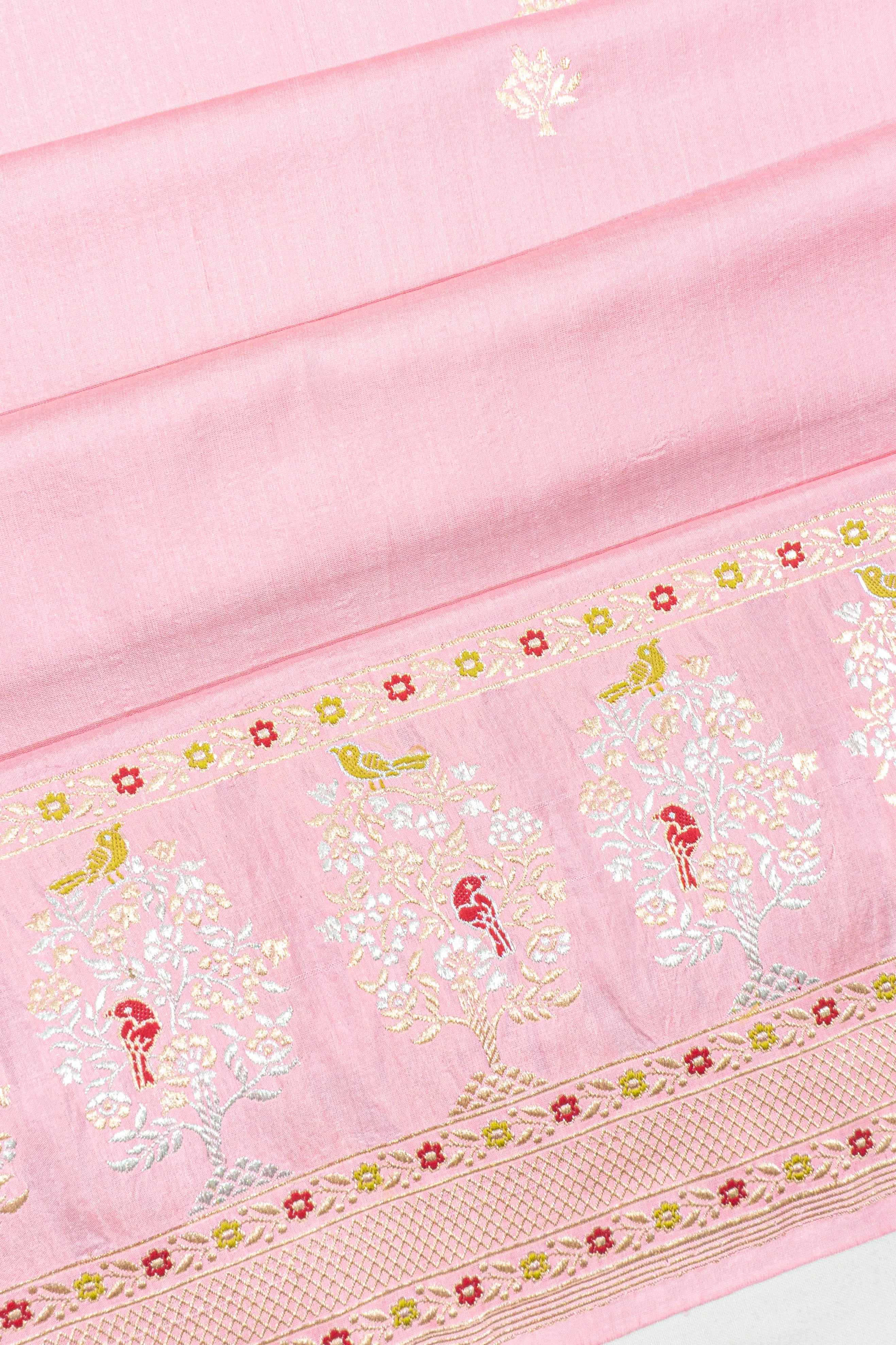 Banarasi Silk Butta Pink Saree