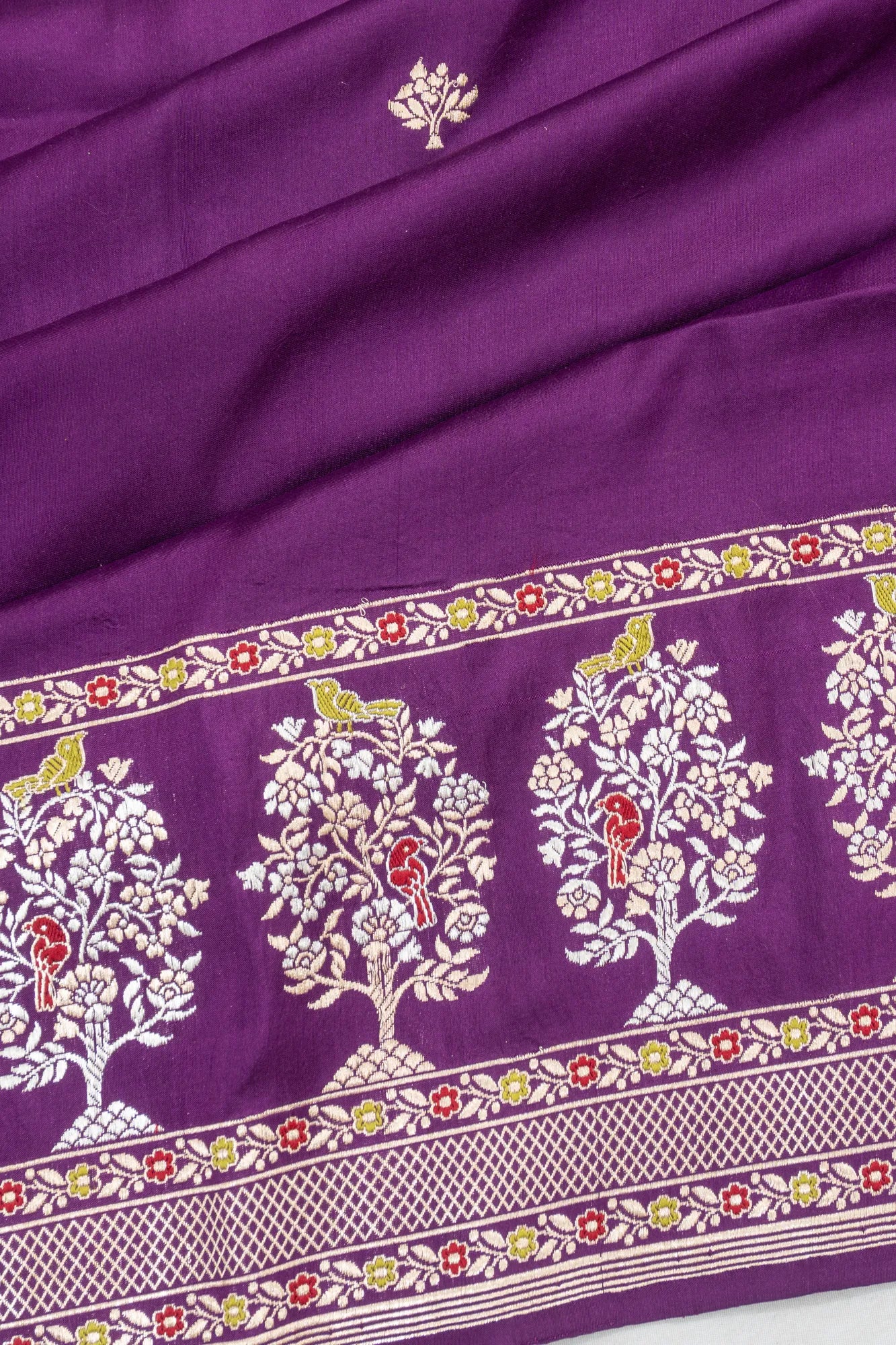 Banarasi Satin Butta Purple Saree
