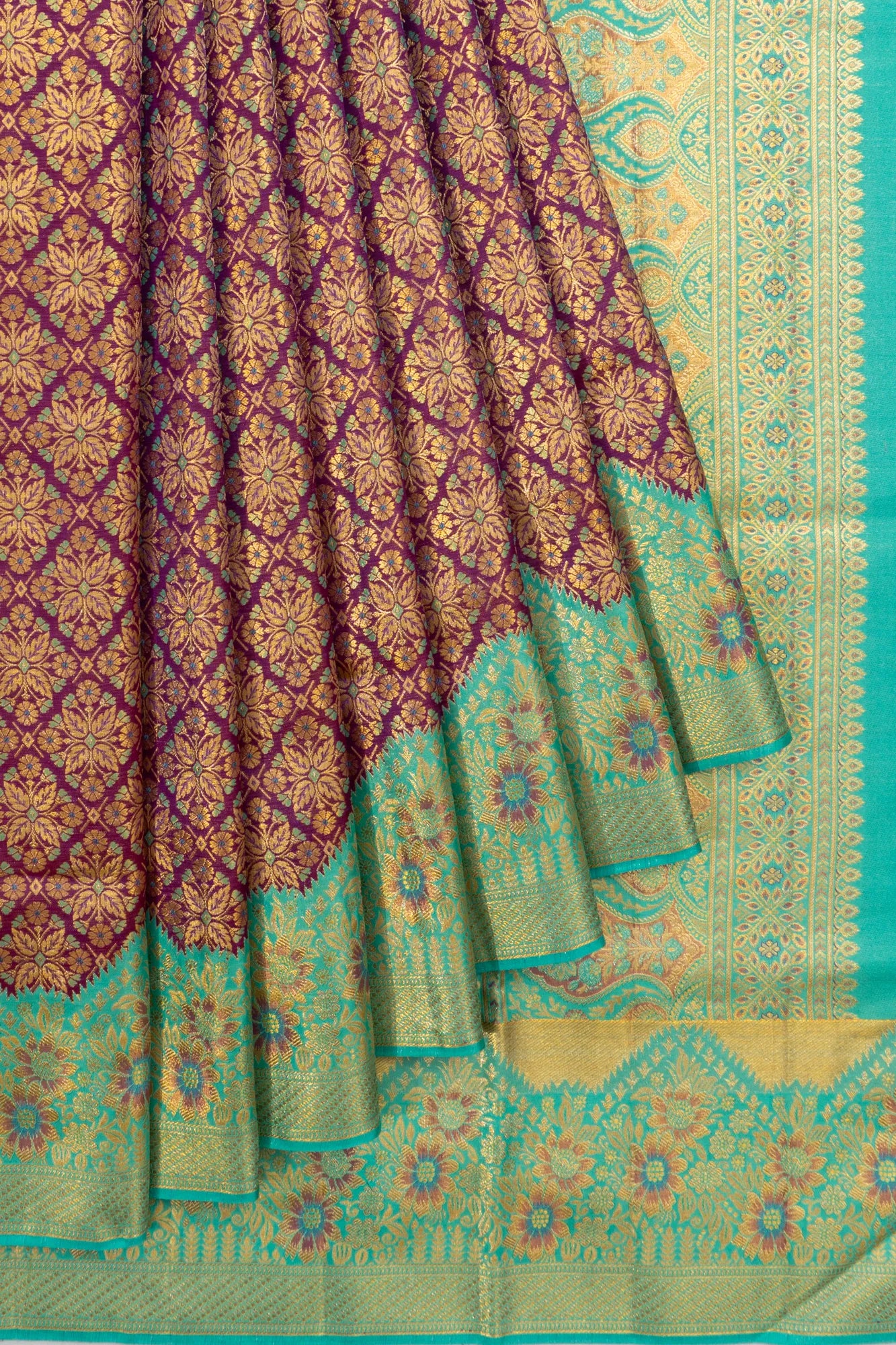 Kanchipuram Silk Brocade Purple Saree