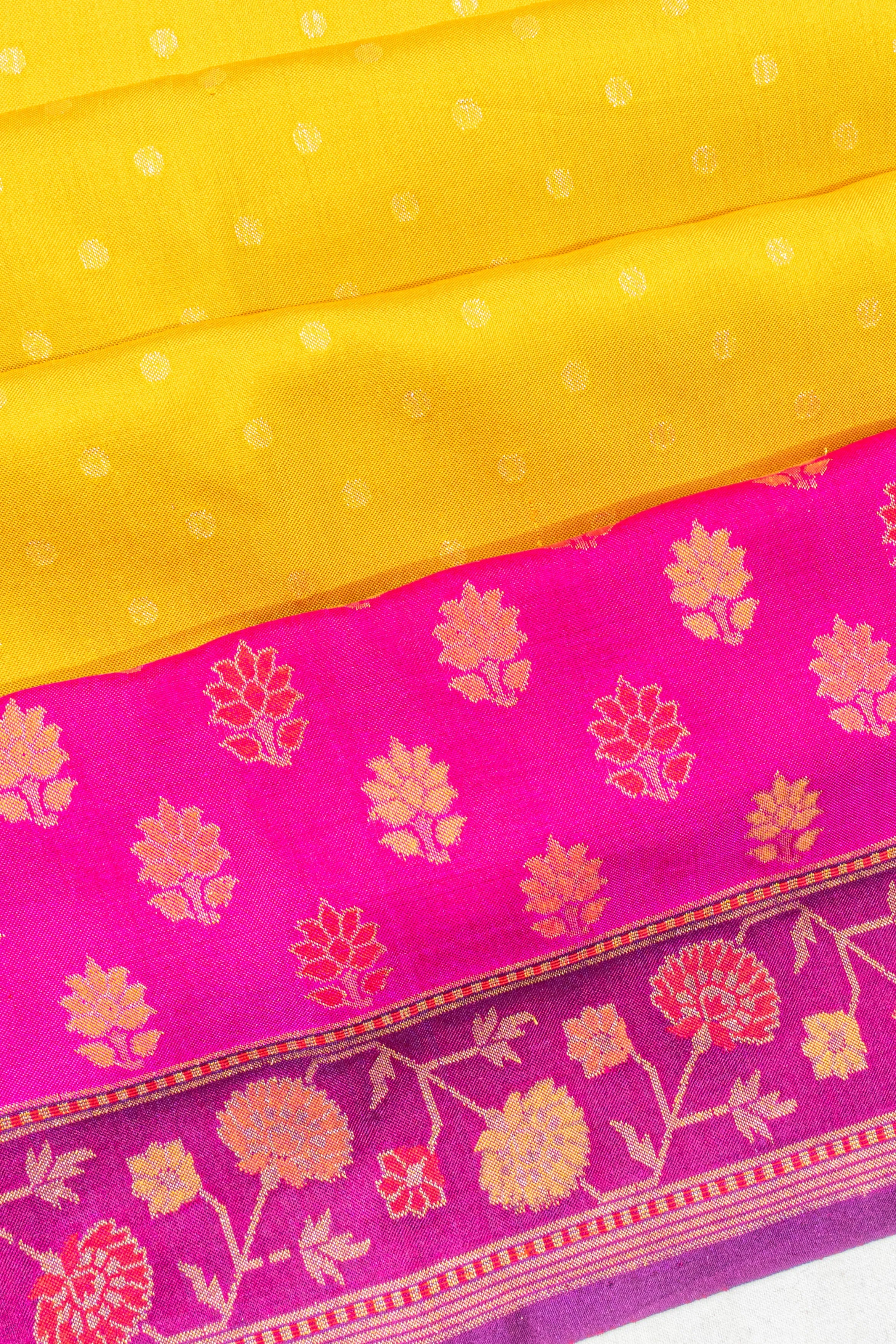 Banarasi Silk Butta Yellow Saree