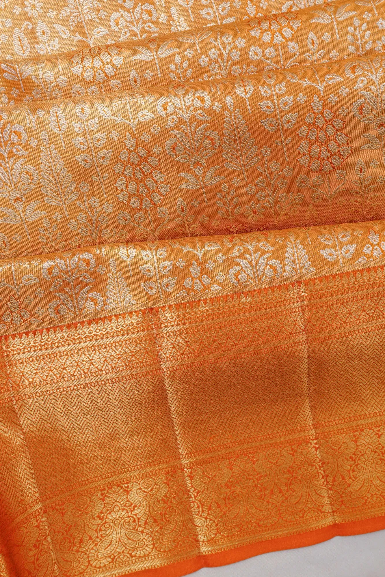 Taranga Kanchi Silk Tissue Brocade Yellow Saree
